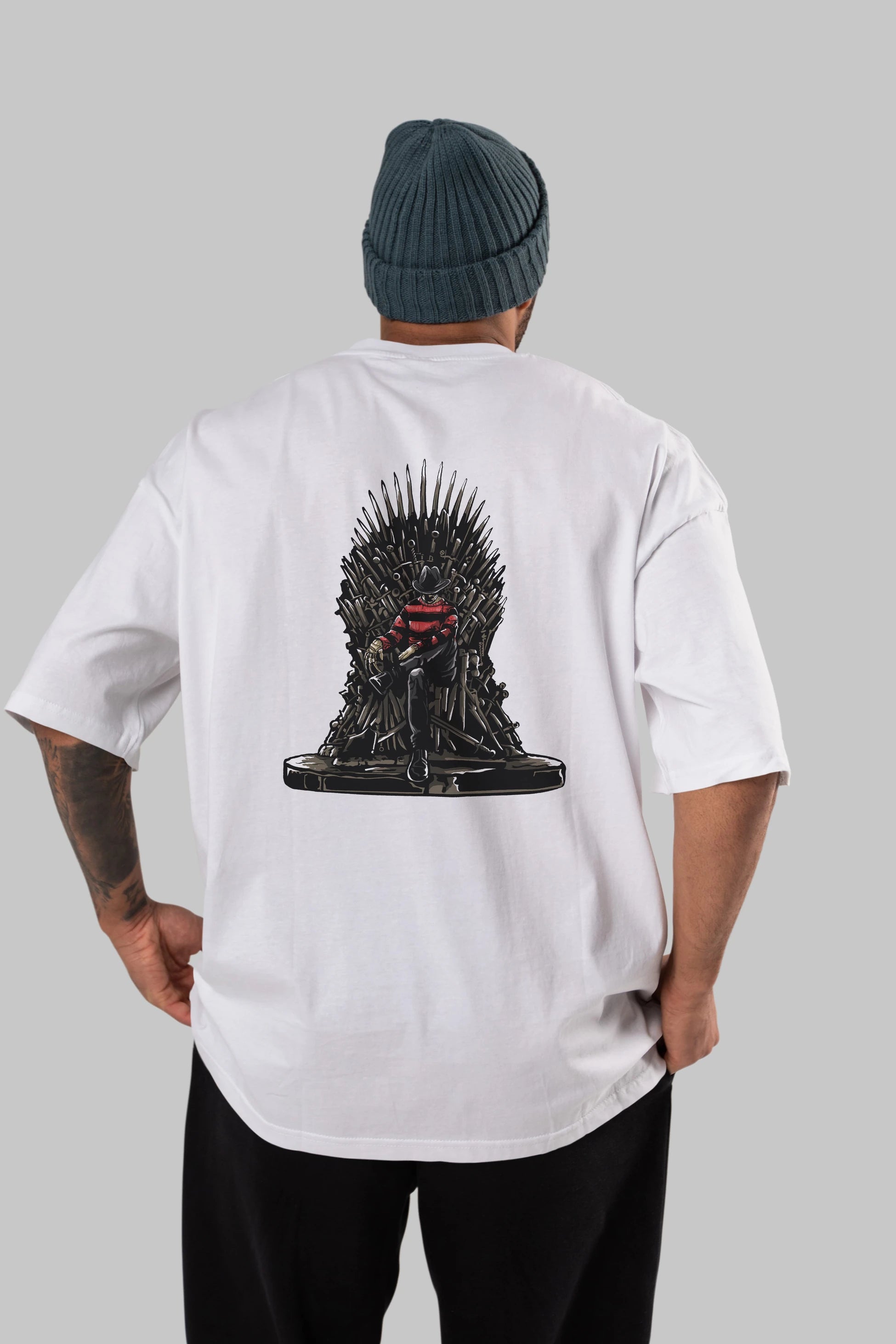 Nightmare Throne Arka Baskılı Oversize t-shirt Erkek Kadın Unisex %100 Pamuk