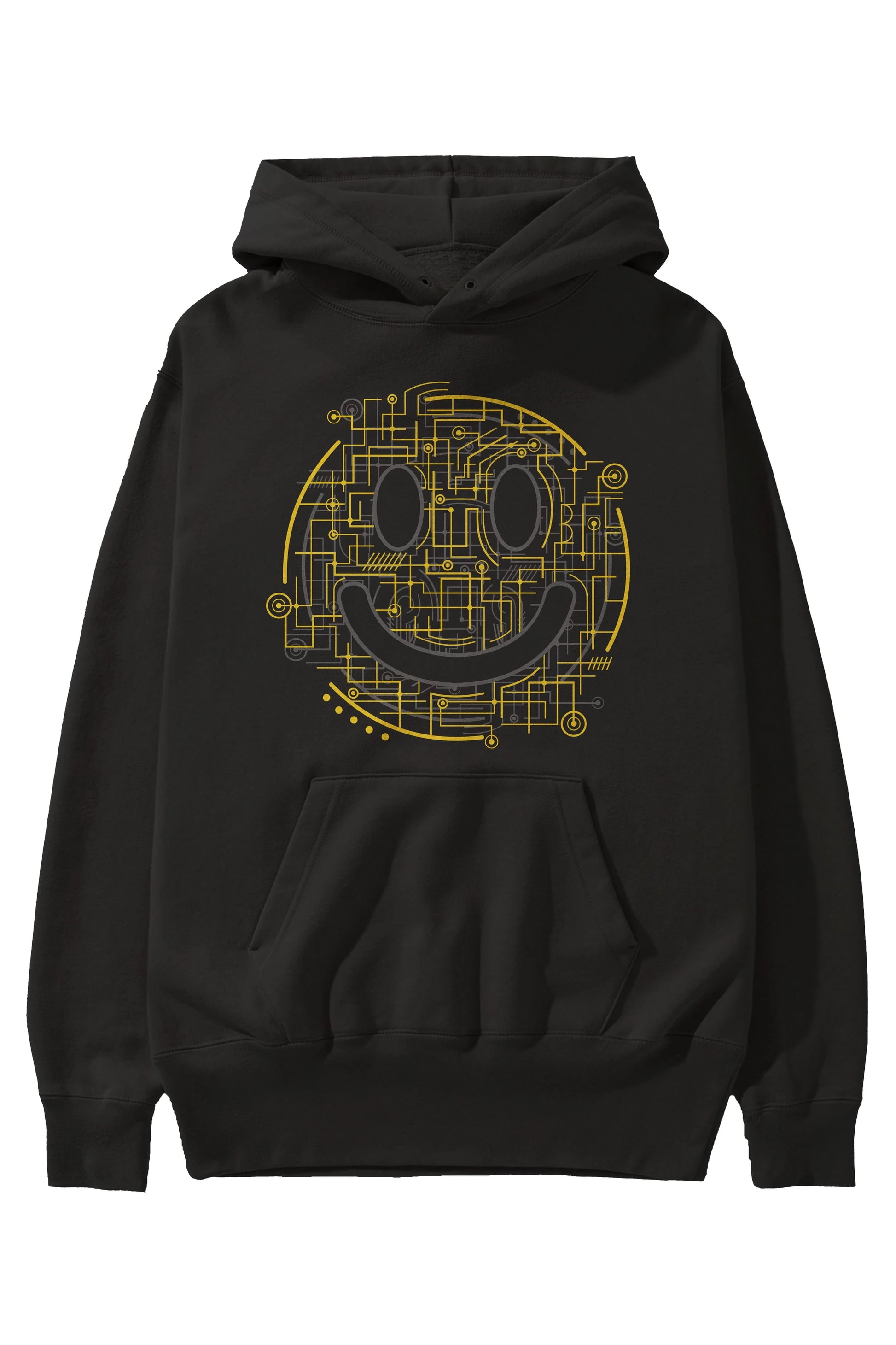 Electric Smiley Ön Baskılı Hoodie Oversize Kapüşonlu Sweatshirt Erkek Kadın Unisex