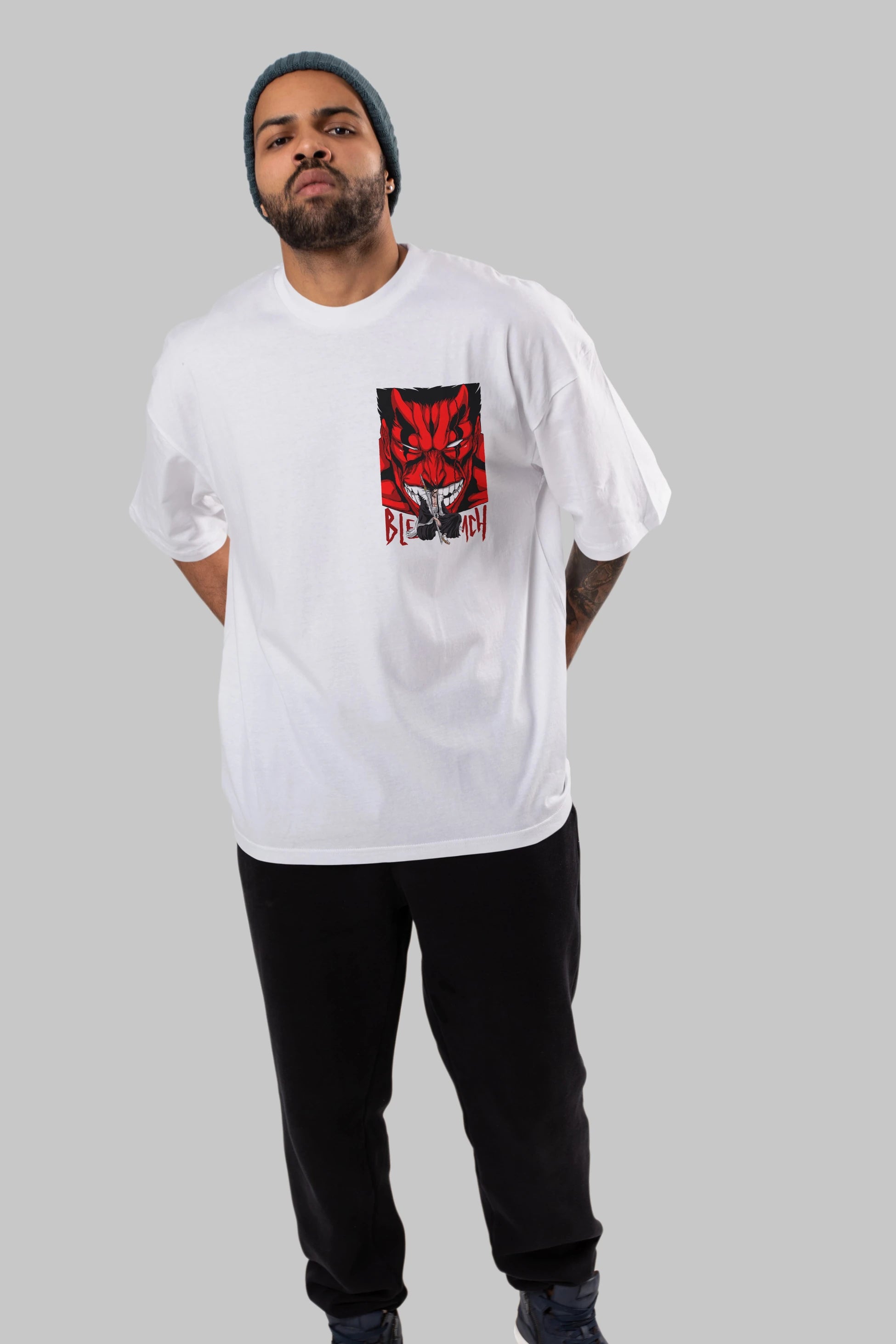 KENPACHI ZARAKI BLEACH Ön Sol Baskılı Oversize t-shirt Erkek Kadın Unisex %100 Pamuk Bisiklet Yaka tişort