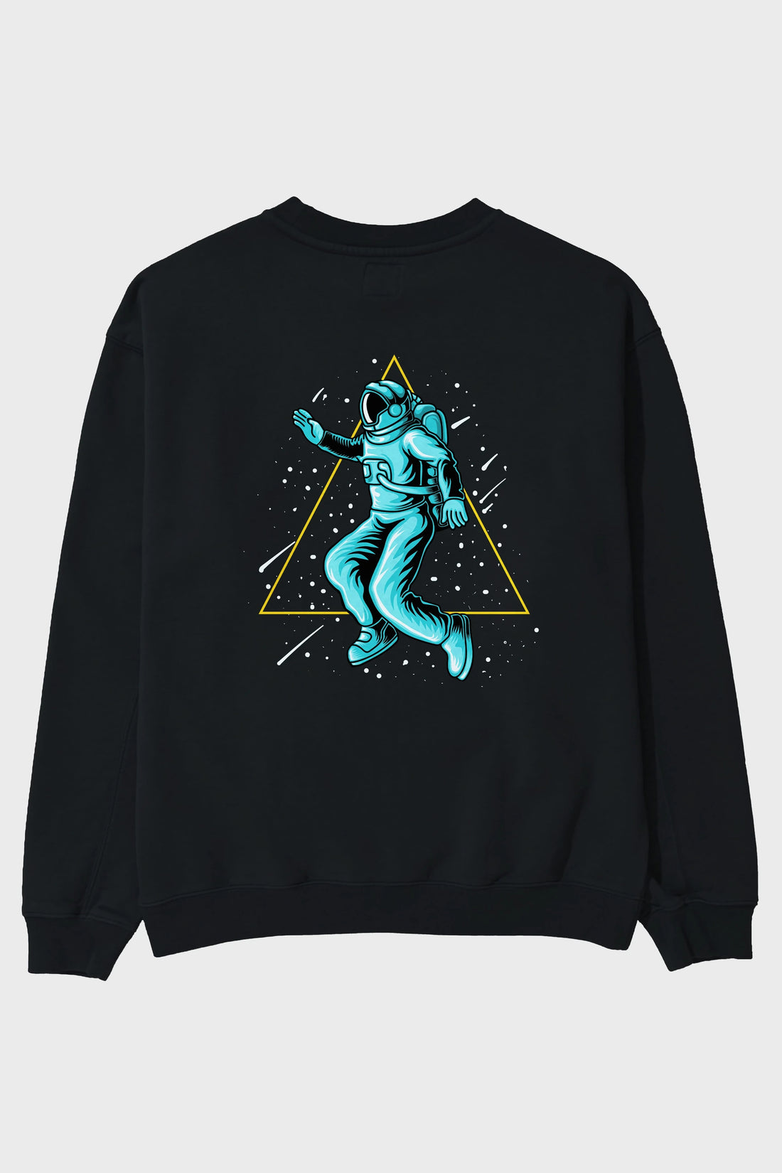 Astronaut Starry Triangle Arka Baskılı Oversize Sweatshirt Erkek Kadın Unisex