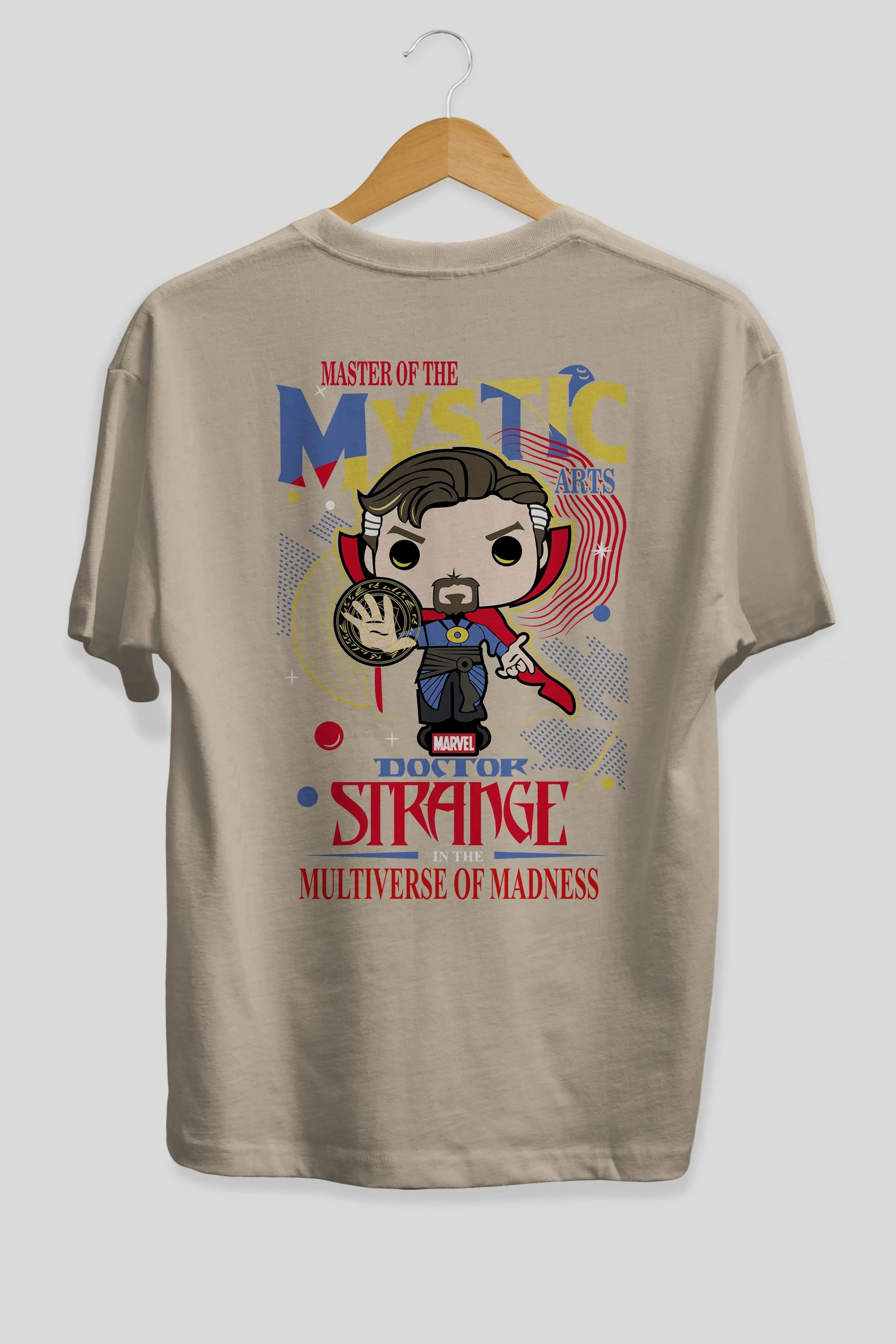 Doctor Strange Arka Baskılı Oversize t-shirt Erkek Kadın Unisex %100 Pamuk Bisiklet Yaka tişort