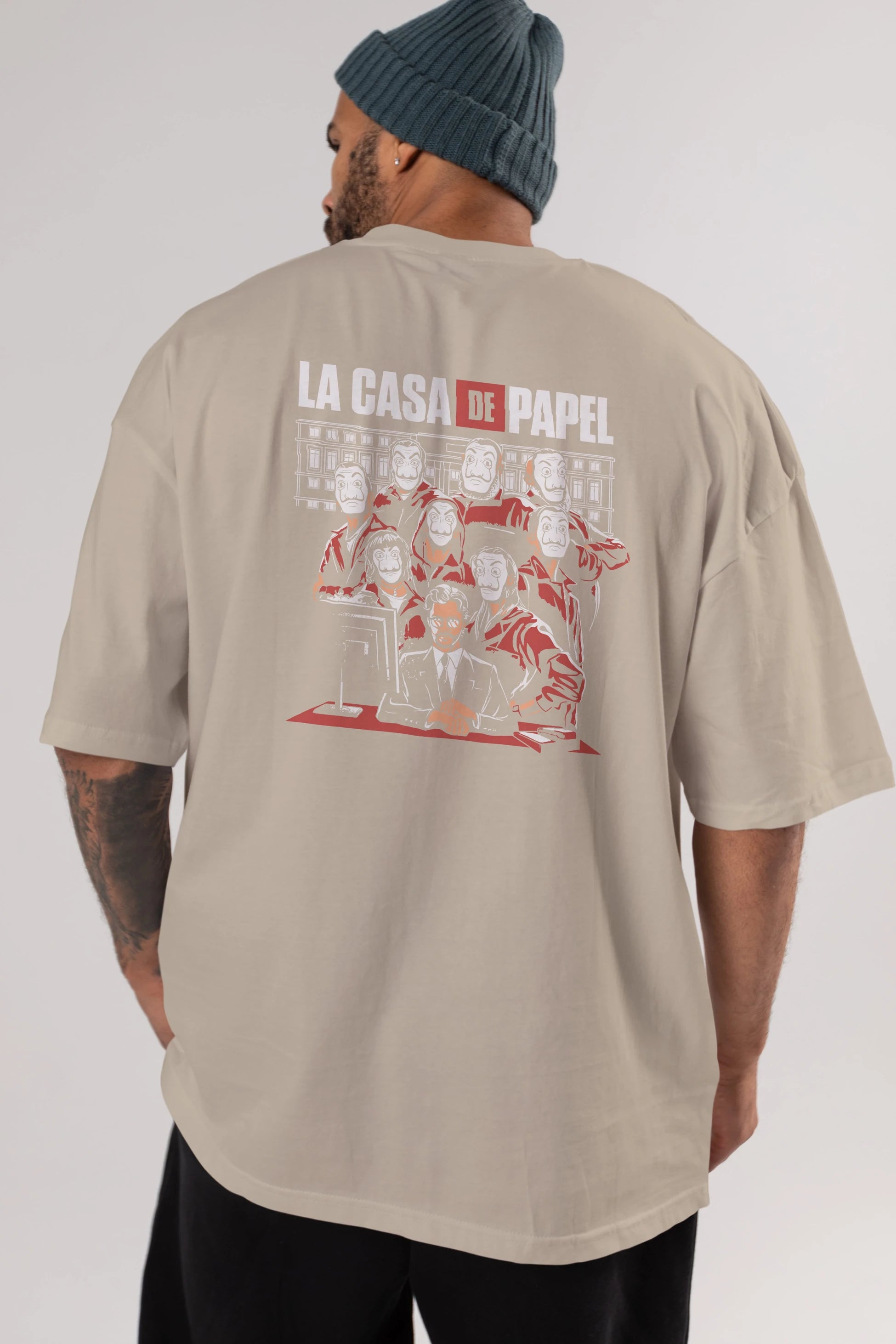 La Casa De Papel (5) Arka Baskılı Oversize t-shirt Erkek Kadın Unisex %100 Pamuk Bisiklet Yaka tişort