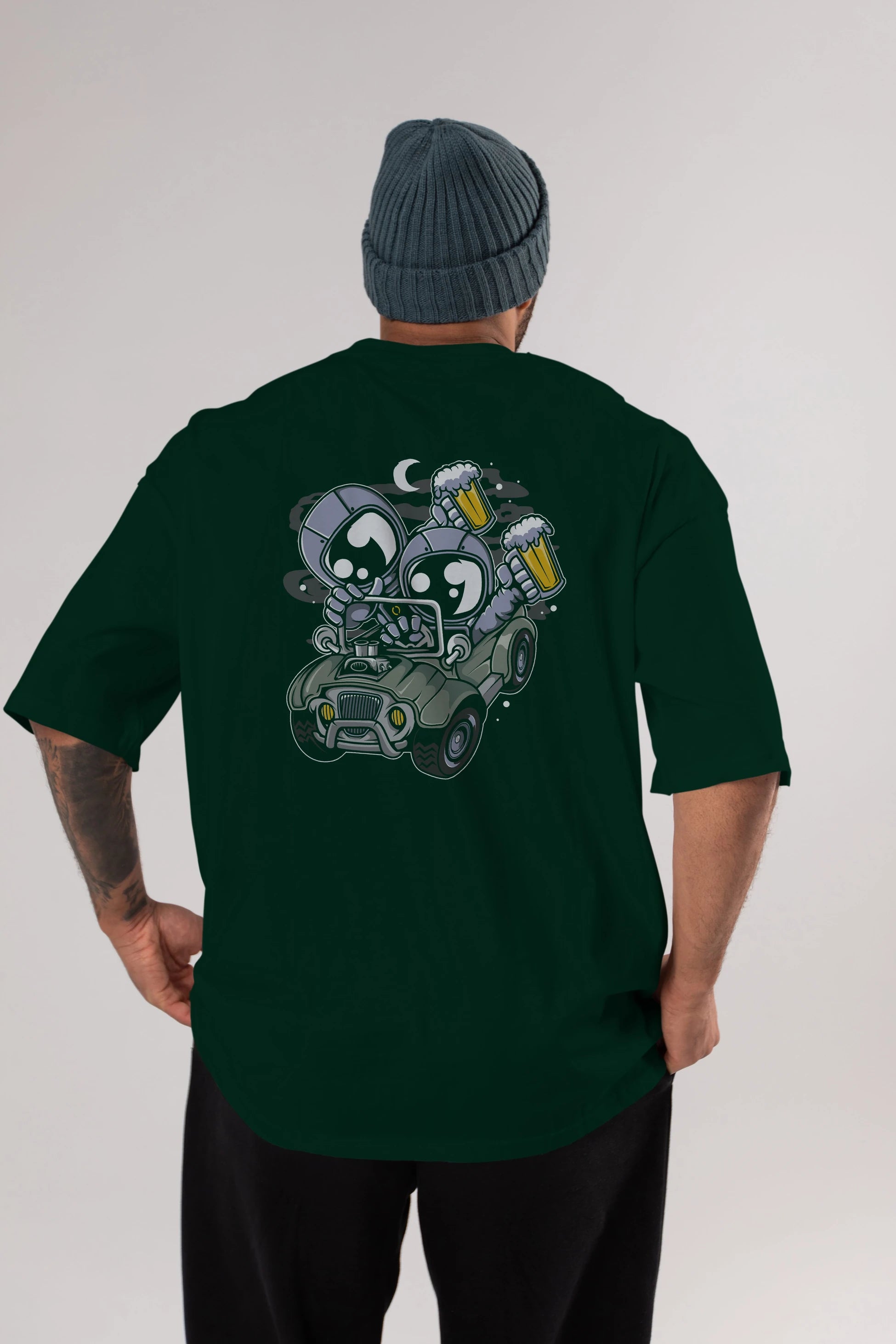 Astronaut Offroad Arka Baskılı Oversize t-shirt Erkek Kadın Unisex