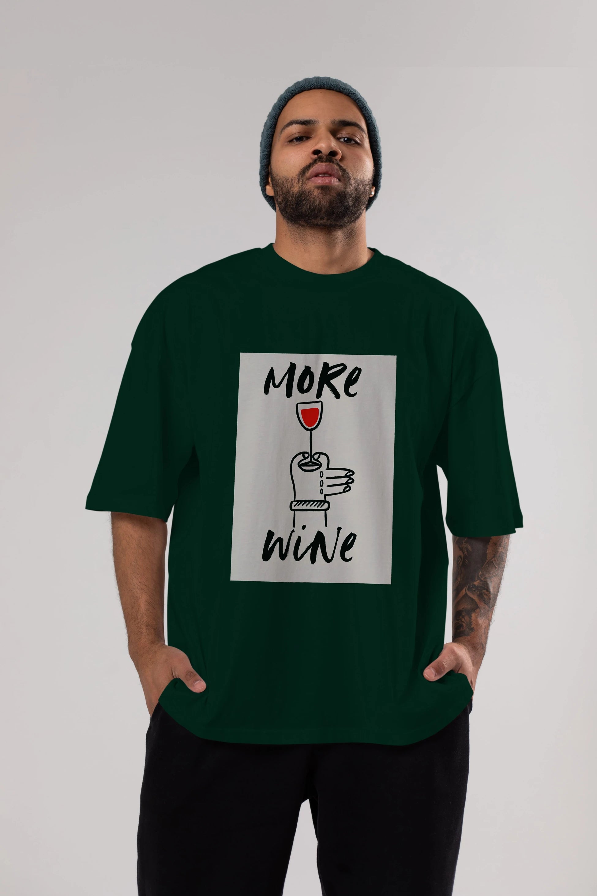 More Wine 2 Ön Baskılı Oversize t-shirt Erkek Kadın Unisex %100 Pamuk Bisiklet Yaka tişort