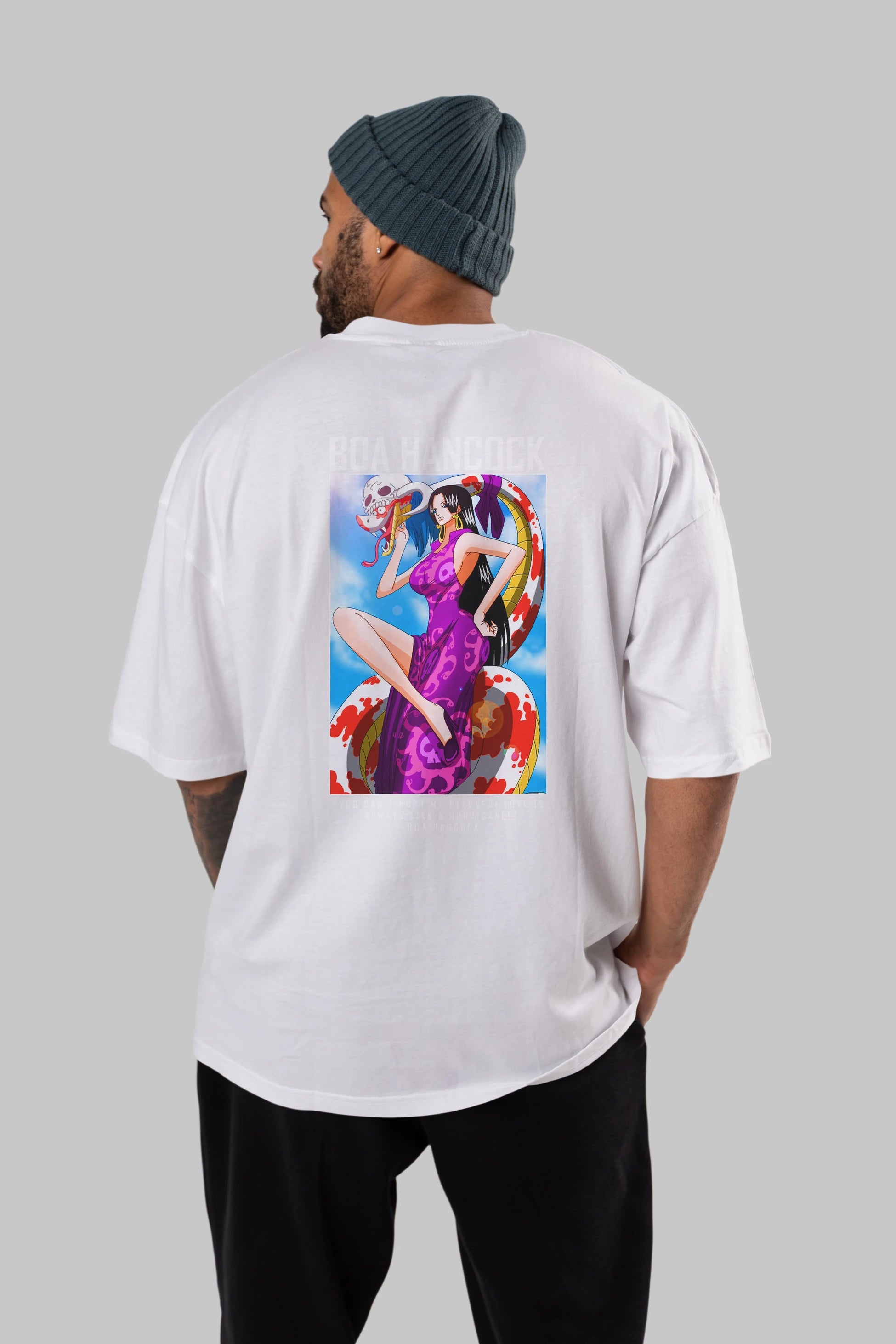 Boa Hancock Anime Arka Baskılı Oversize t-shirt Erkek Kadın Unisex %100 pamuk tişort
