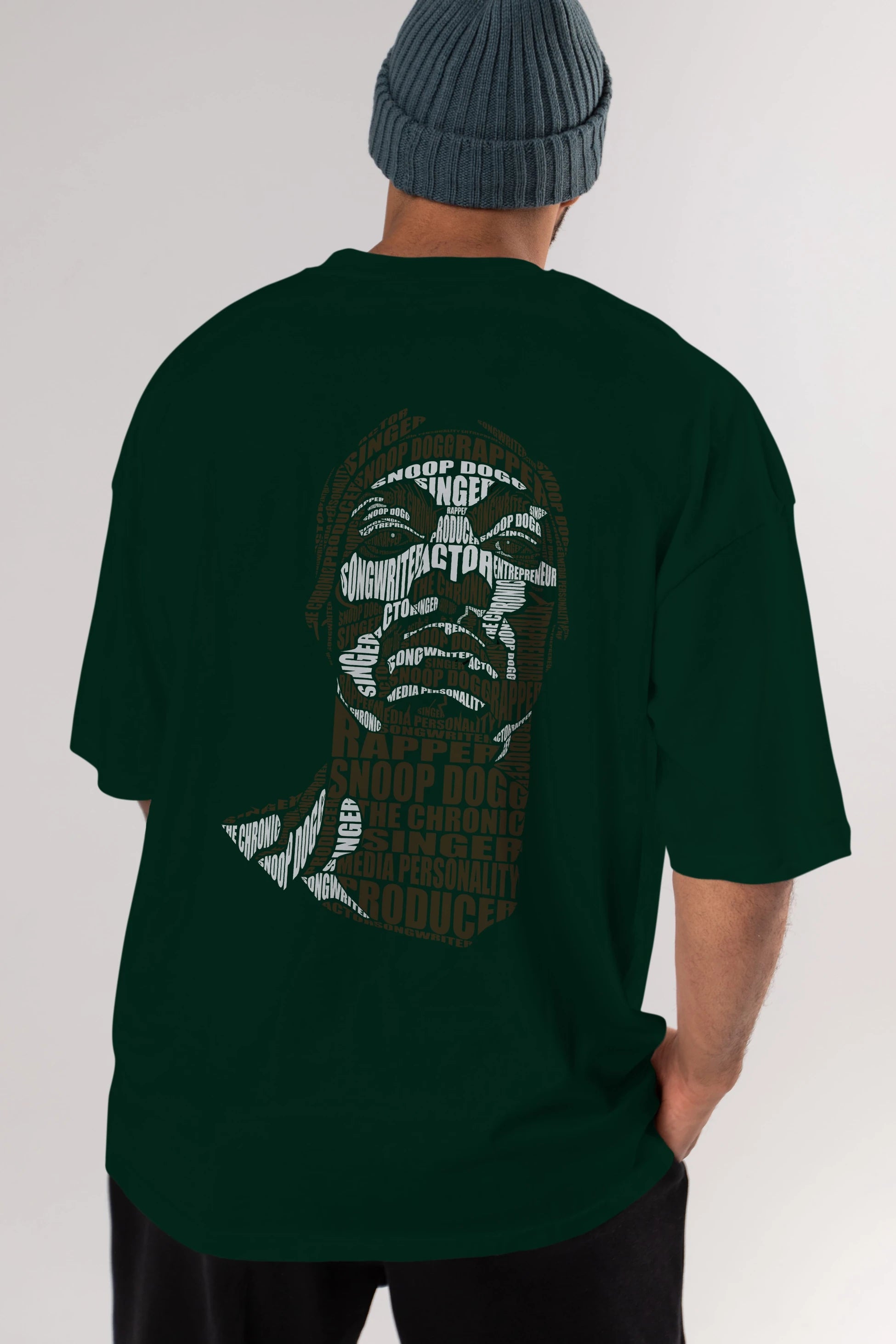 Snoop Dogg Calligram Arka Baskılı Oversize t-shirt %100 pamuk Erkek Kadın Unisex