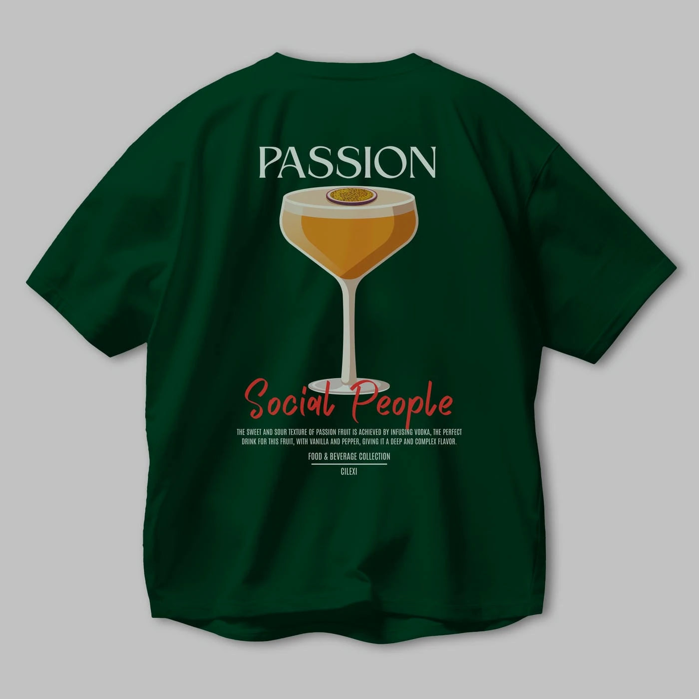 Passion Kokteyl Serisi Baskılı Oversize t-shirt Erkek Kadın Unisex %100 Pamuk Bisiklet Yaka tişort