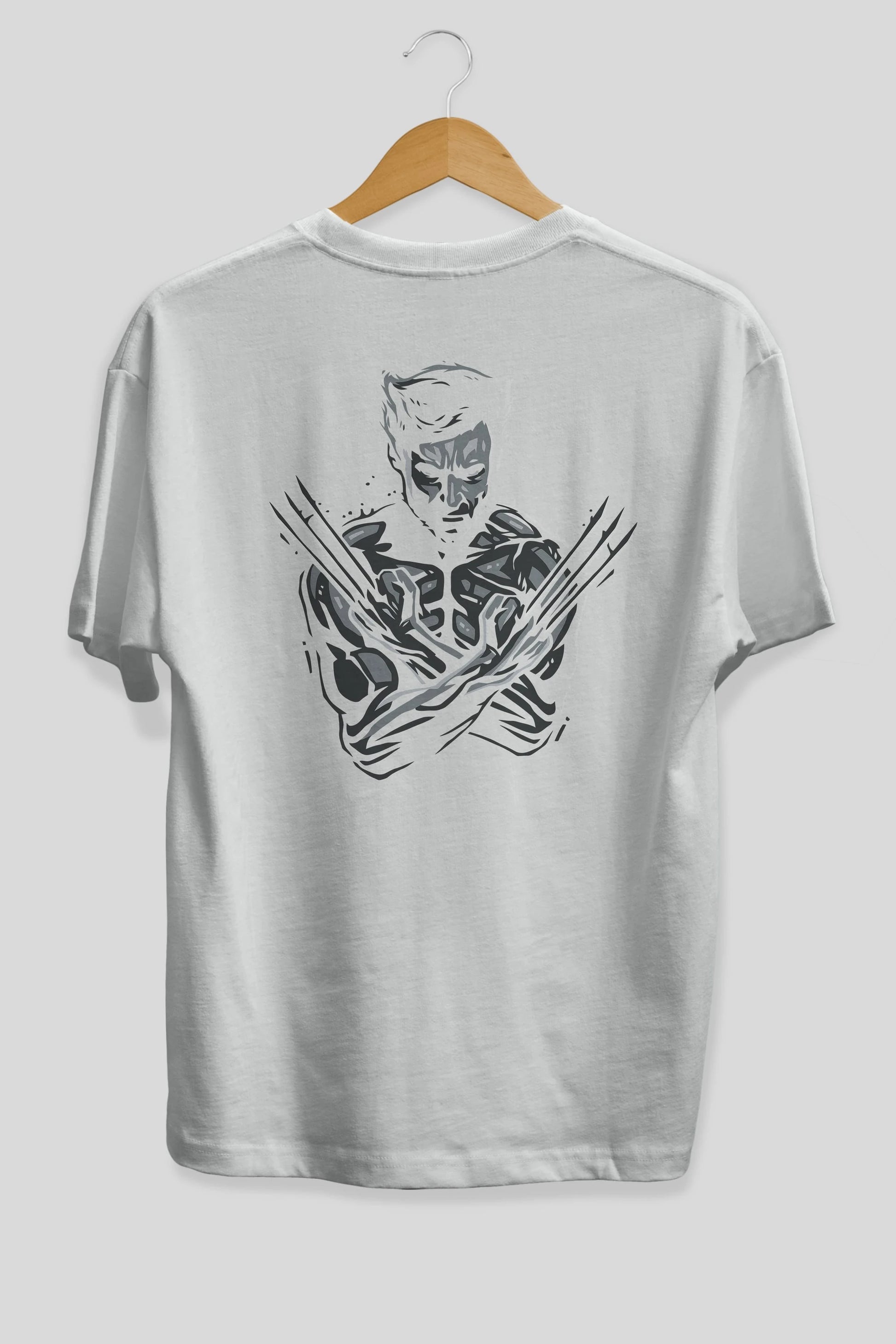 Wolverine Arka Baskılı Oversize t-shirt Erkek Kadın Unisex %100 Pamuk Bisiklet Yaka tişort