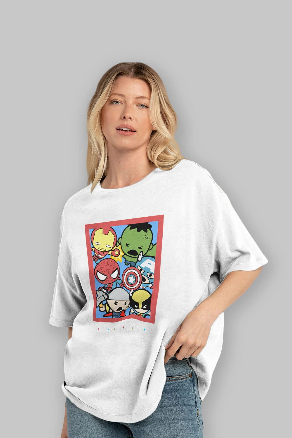 Friends Avenger Ön Baskılı Oversize t-shirt Erkek Kadın Unisex %100 Pamuk Bisiklet Yaka tişort
