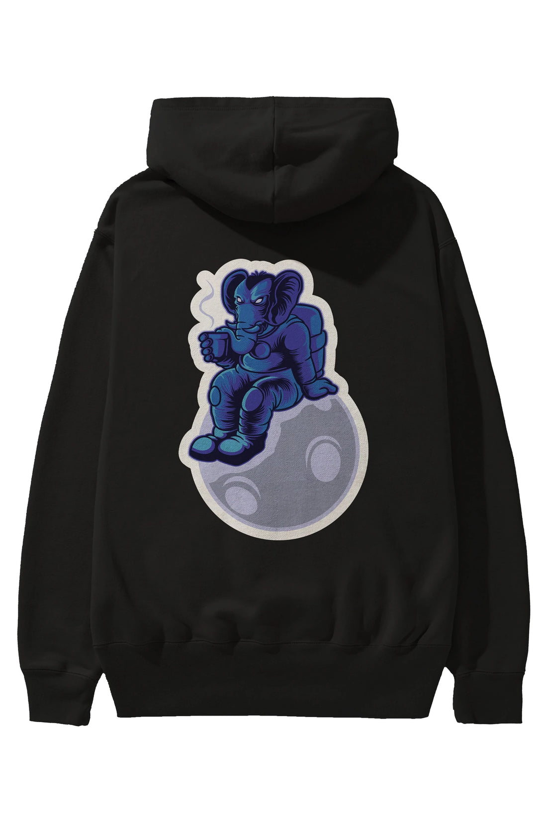 Space Elephant Drink Coffee Sticker Arka Baskılı Hoodie Oversize Kapüşonlu Sweatshirt Erkek Kadın Unisex