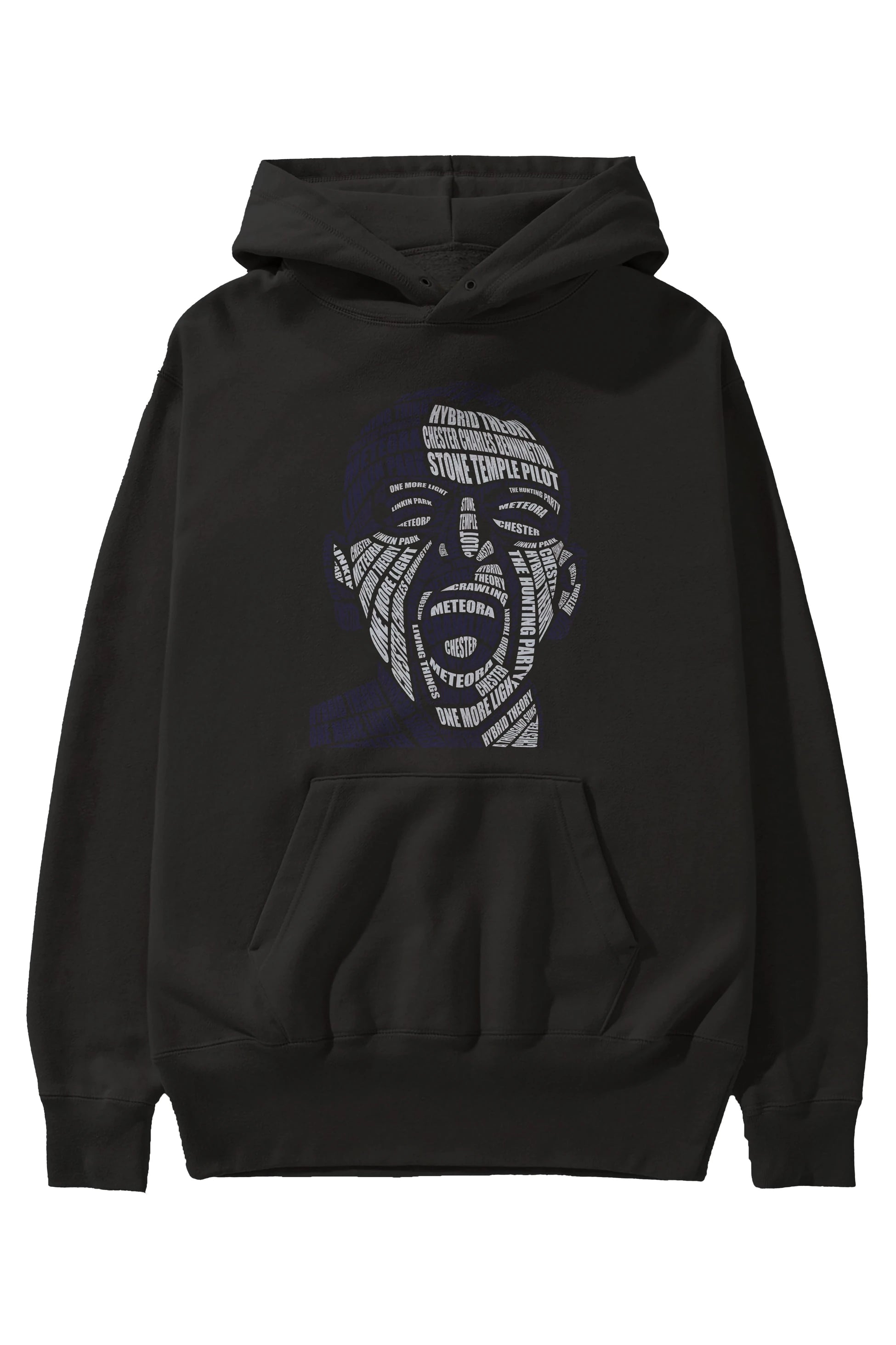 Chester Bennington Calligram Ön Baskılı Hoodie Oversize Kapüşonlu Sweatshirt Erkek Kadın Unisex