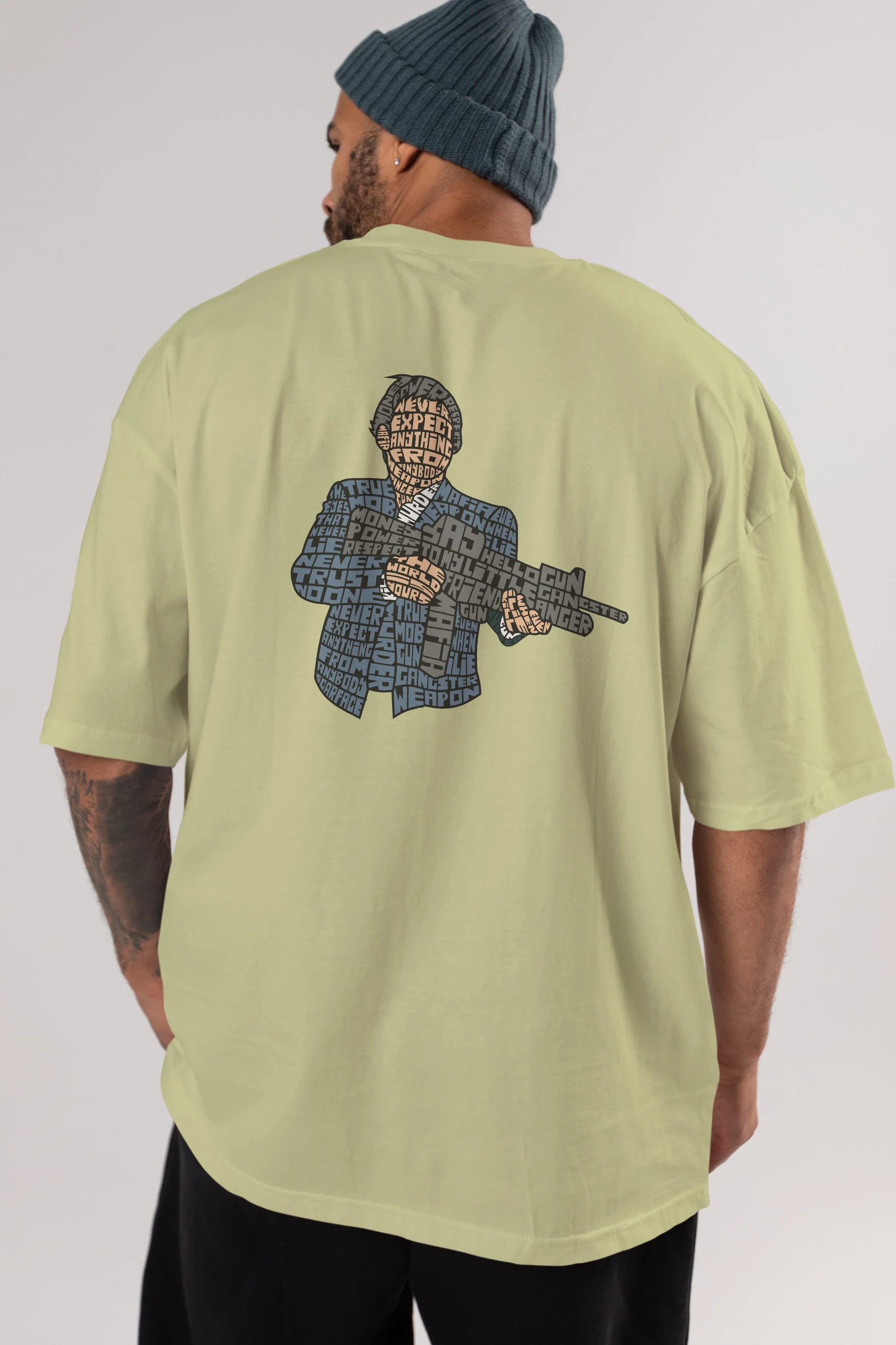 Mafia Arka Baskılı Oversize t-shirt %100 pamuk Erkek Kadın Unisex