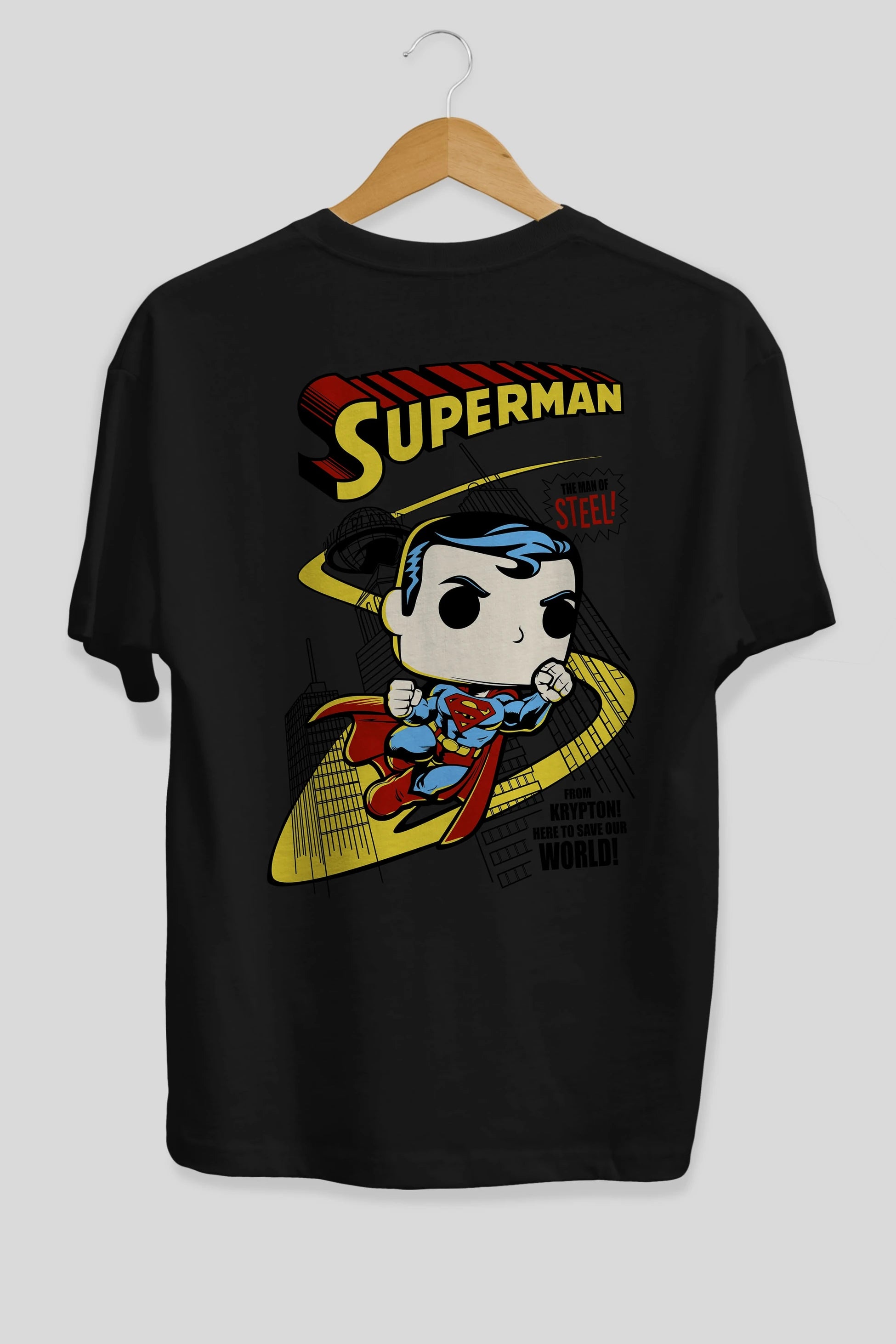Superman (2) Arka Baskılı Oversize t-shirt Erkek Kadın Unisex %100 Pamuk Bisiklet Yaka tişort