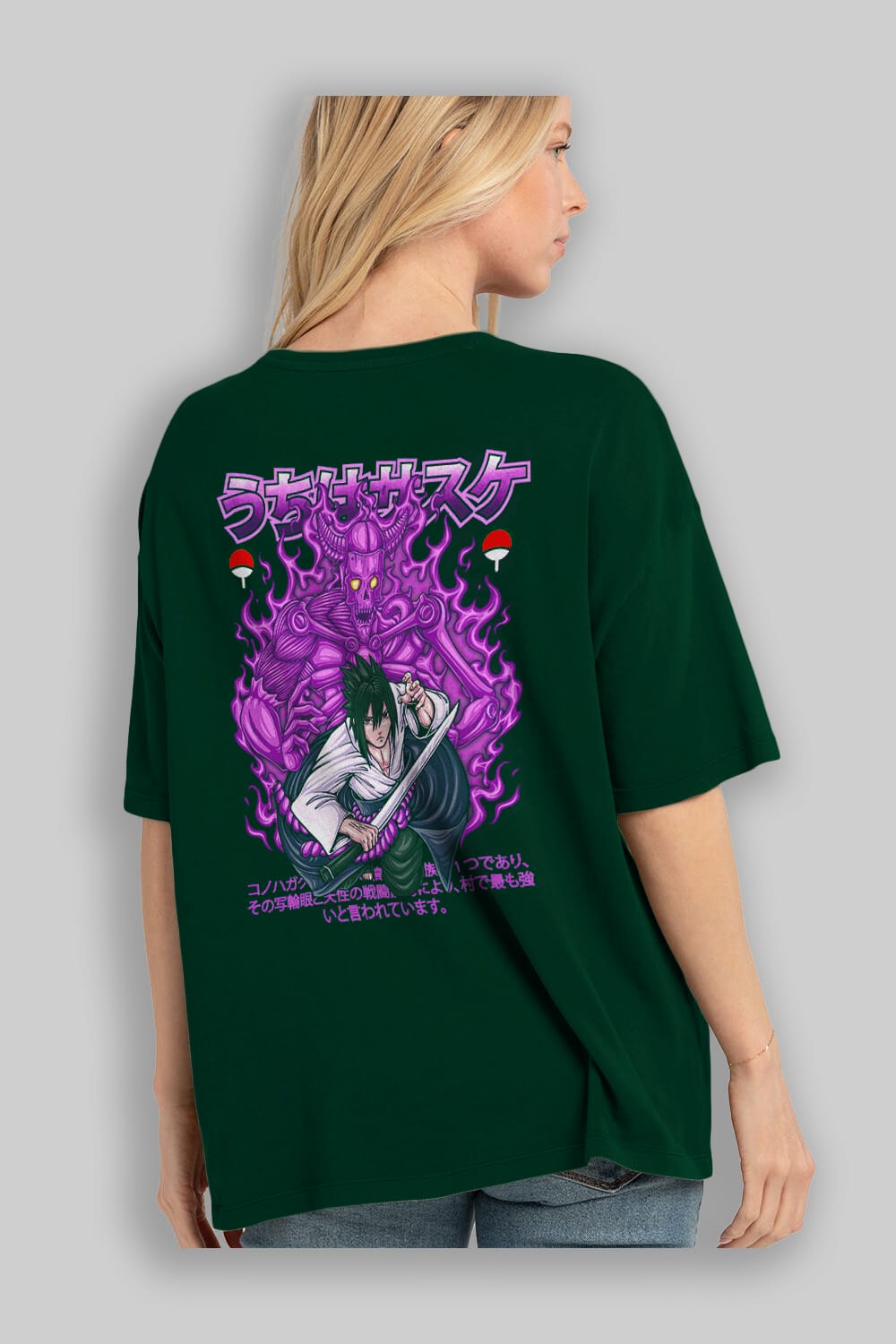 SASUKE UCHIHA NARUTO Anime Arka Baskılı Oversize t-shirt Erkek Kadın Unisex