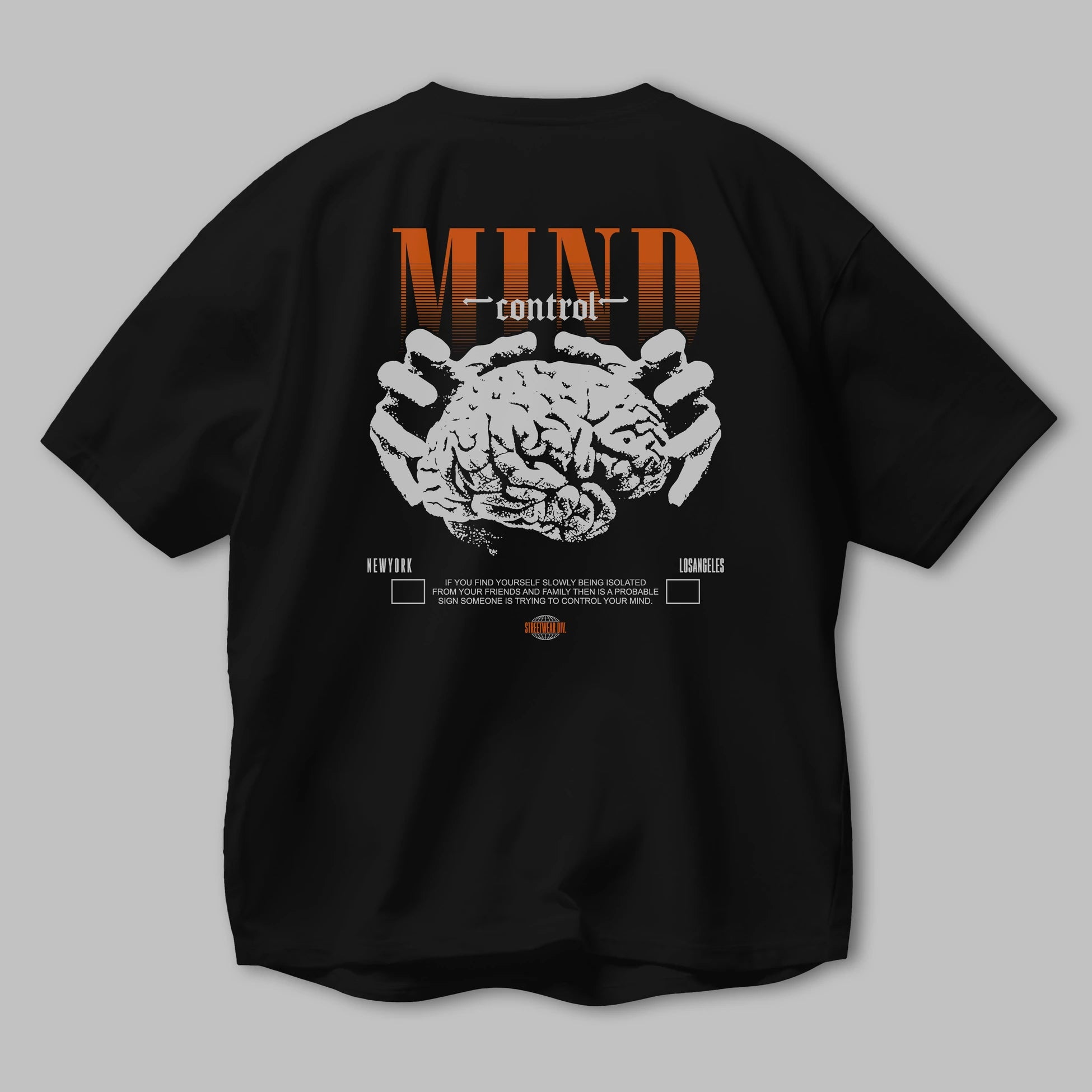 Mind Control Arka Baskılı Oversize t-shirt Erkek Kadın Unisex