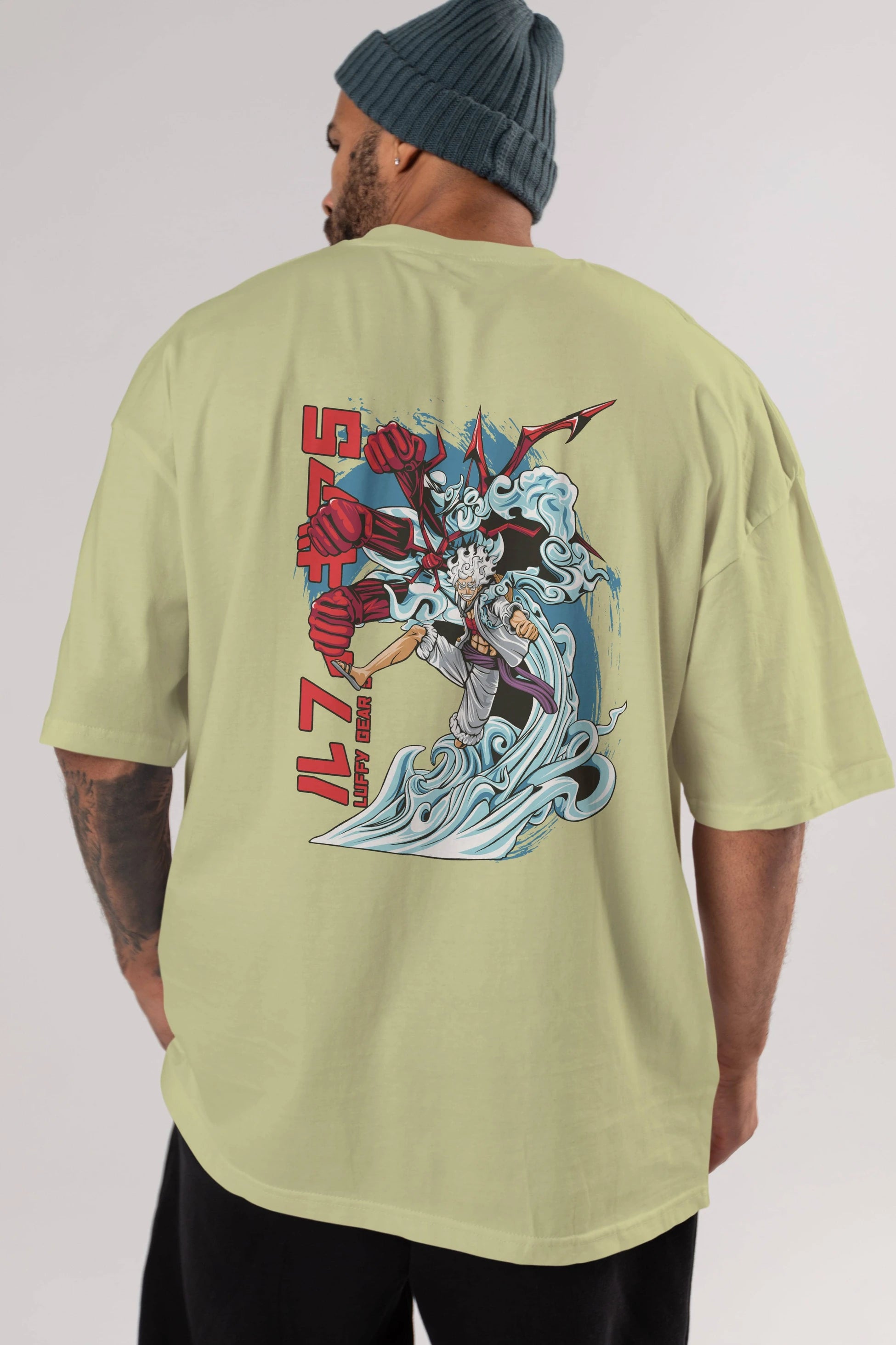 MONKEY D. LUFFY GEAR5 2 Anime Arka Baskılı Oversize t-shirt Erkek Kadın Unisex