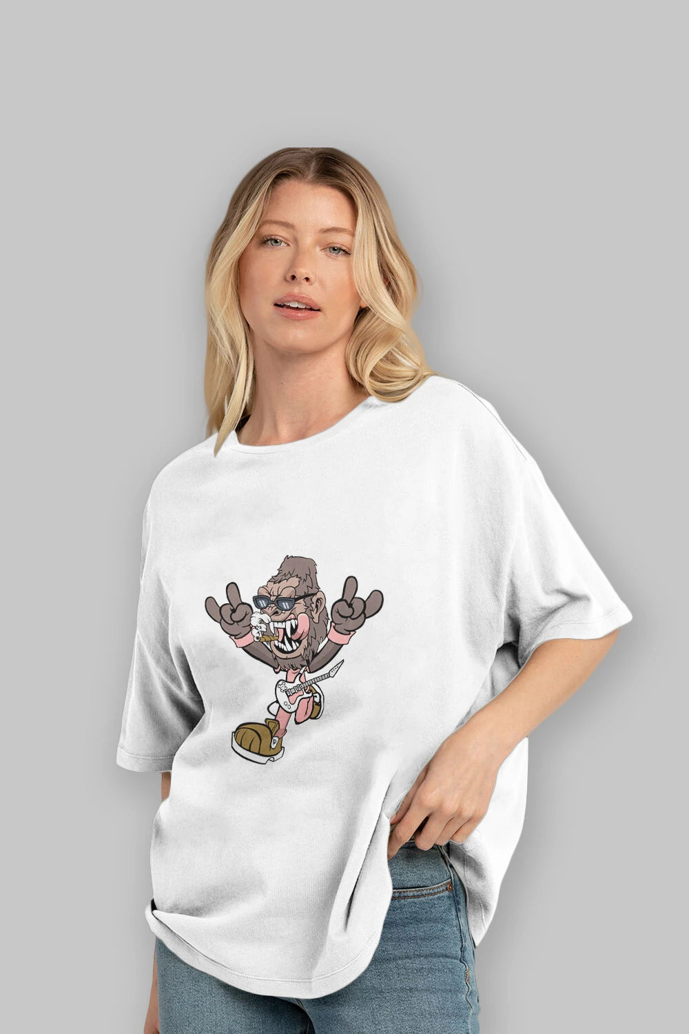 Gorilla Metal Ön Baskılı Oversize t-shirt Erkek Kadın Unisex %100 Pamuk tişort