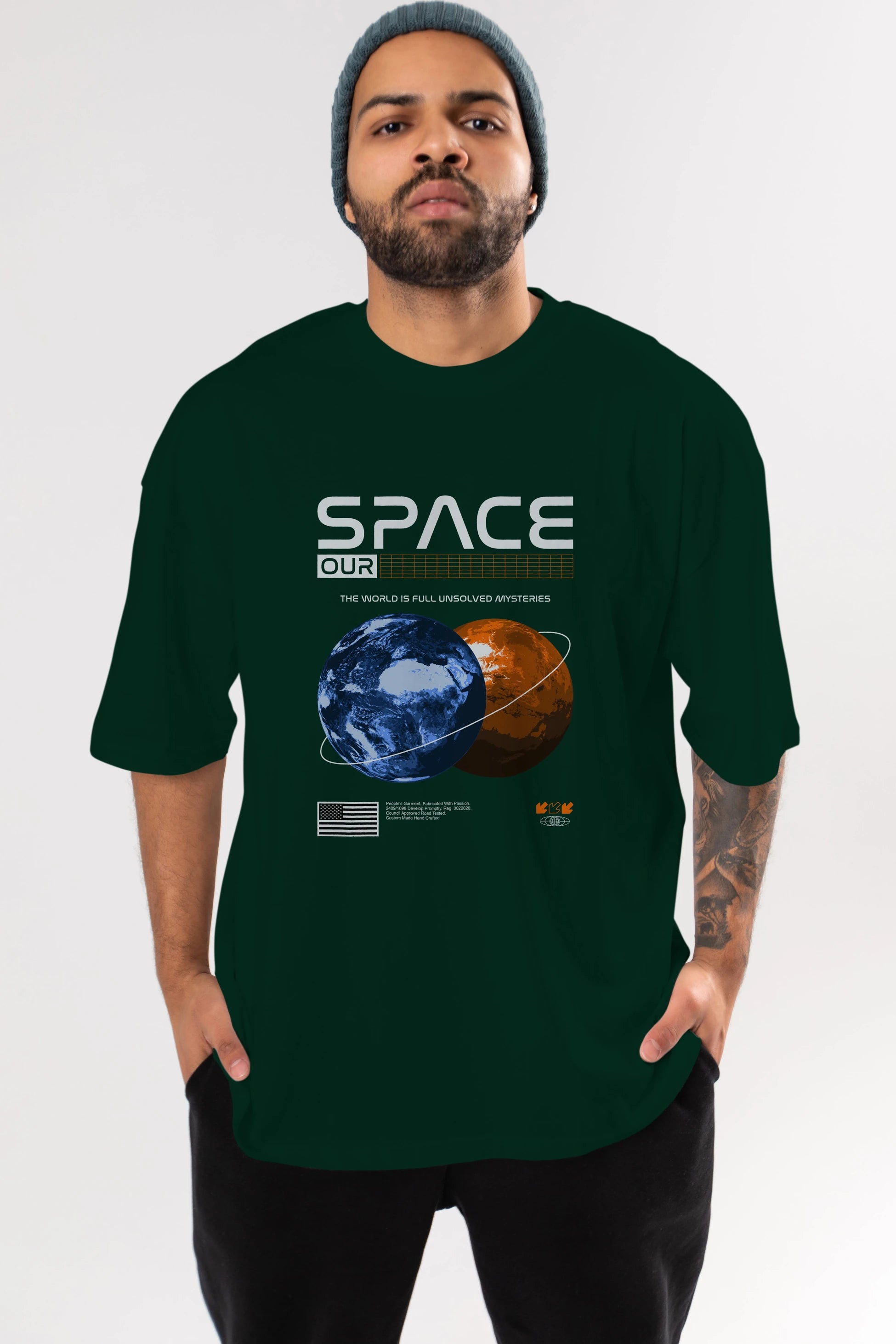 Space Our Ön Baskılı Oversize t-shirt Erkek Kadın Unisex
