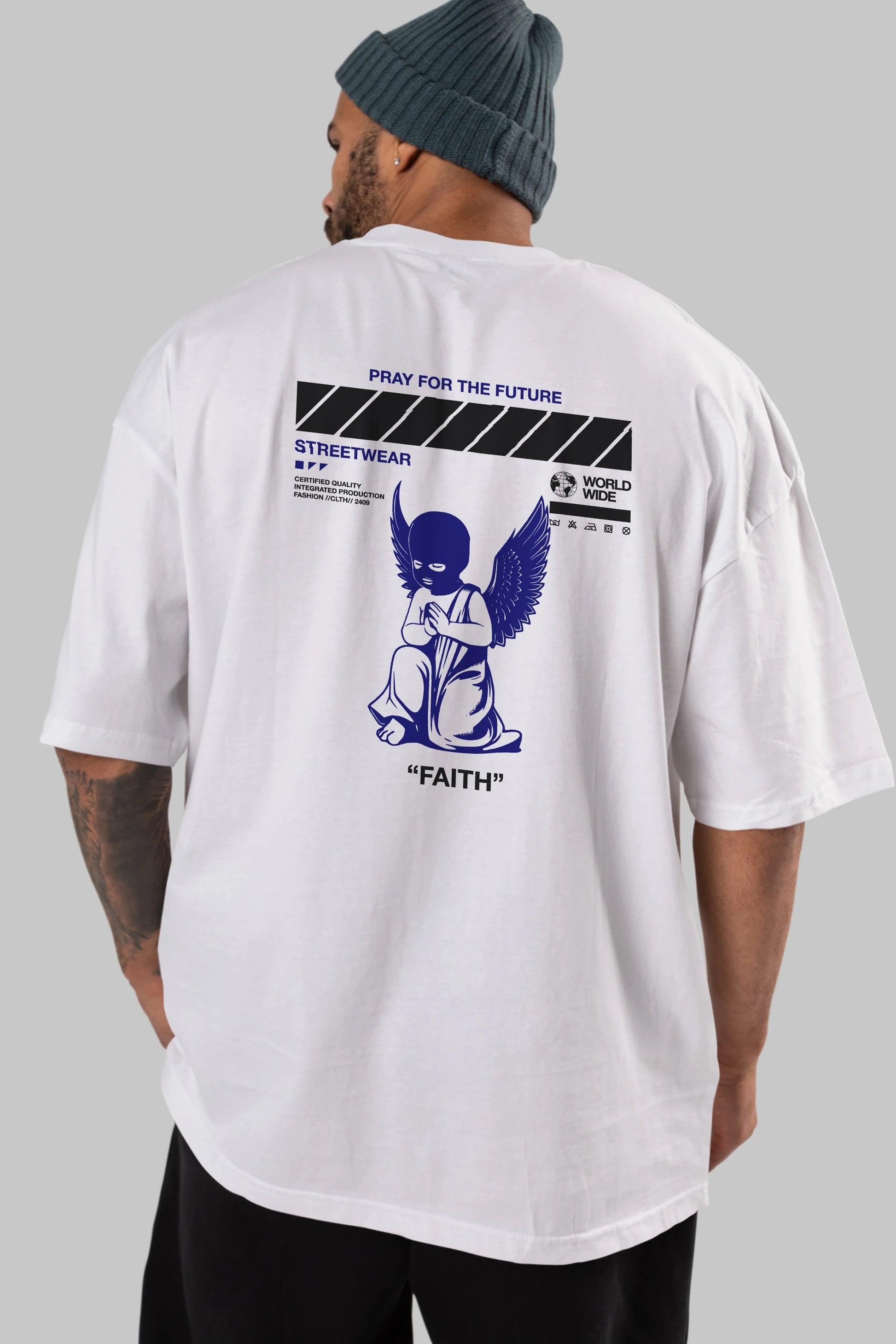Pray for The Future Arka Baskılı Oversize t-shirt Erkek Kadın Unisex