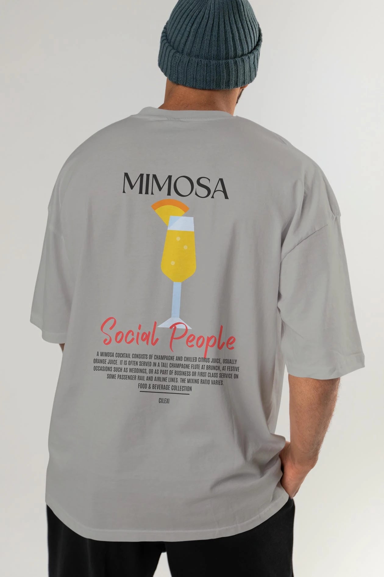 Mimosa Kokteyl Serisi Baskılı Oversize t-shirt Erkek Kadın Unisex %100 Pamuk Bisiklet Yaka tişort