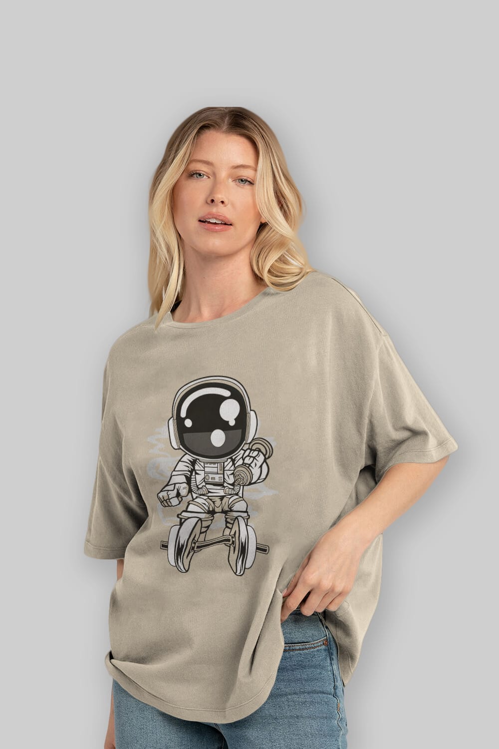 Astronaut Gym Ön Baskılı Oversize t-shirt Erkek Kadın Unisex