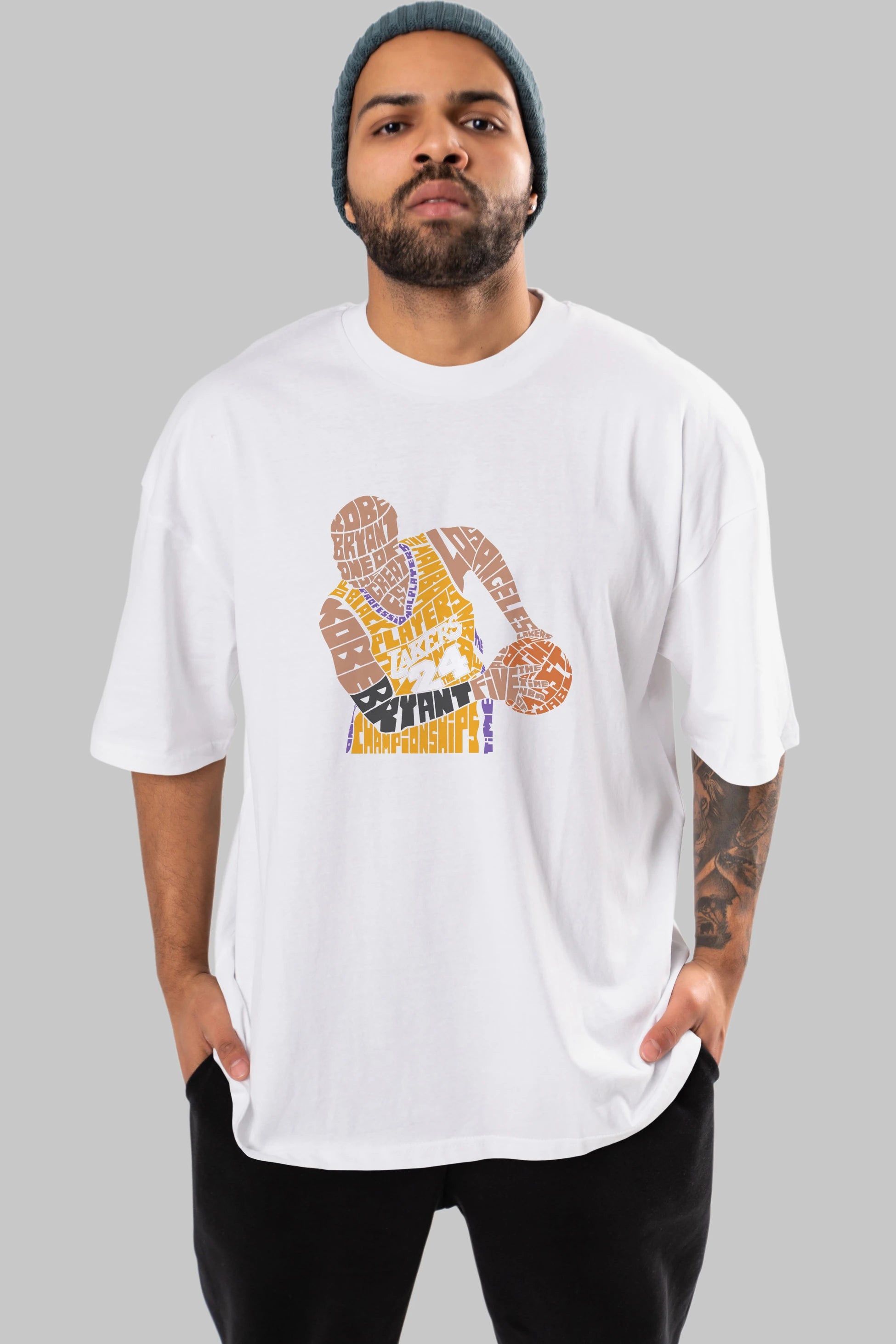 Kobe Bryant Ön Baskılı Oversize t-shirt %100 pamuk Erkek Kadın Unisex