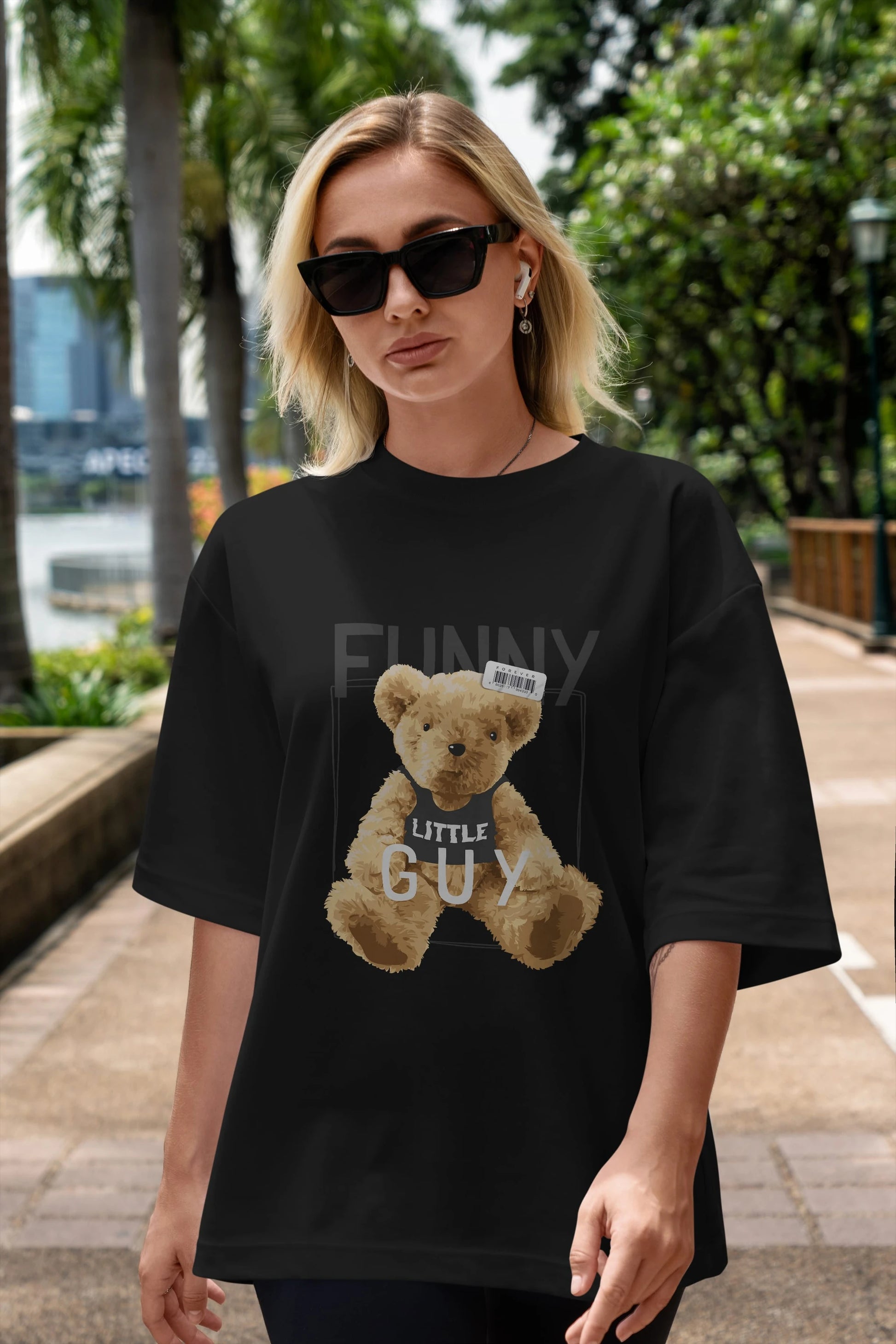 Teddy Bear Funny Ön Baskılı Oversize t-shirt Erkek Kadın Unisex %100 Pamuk