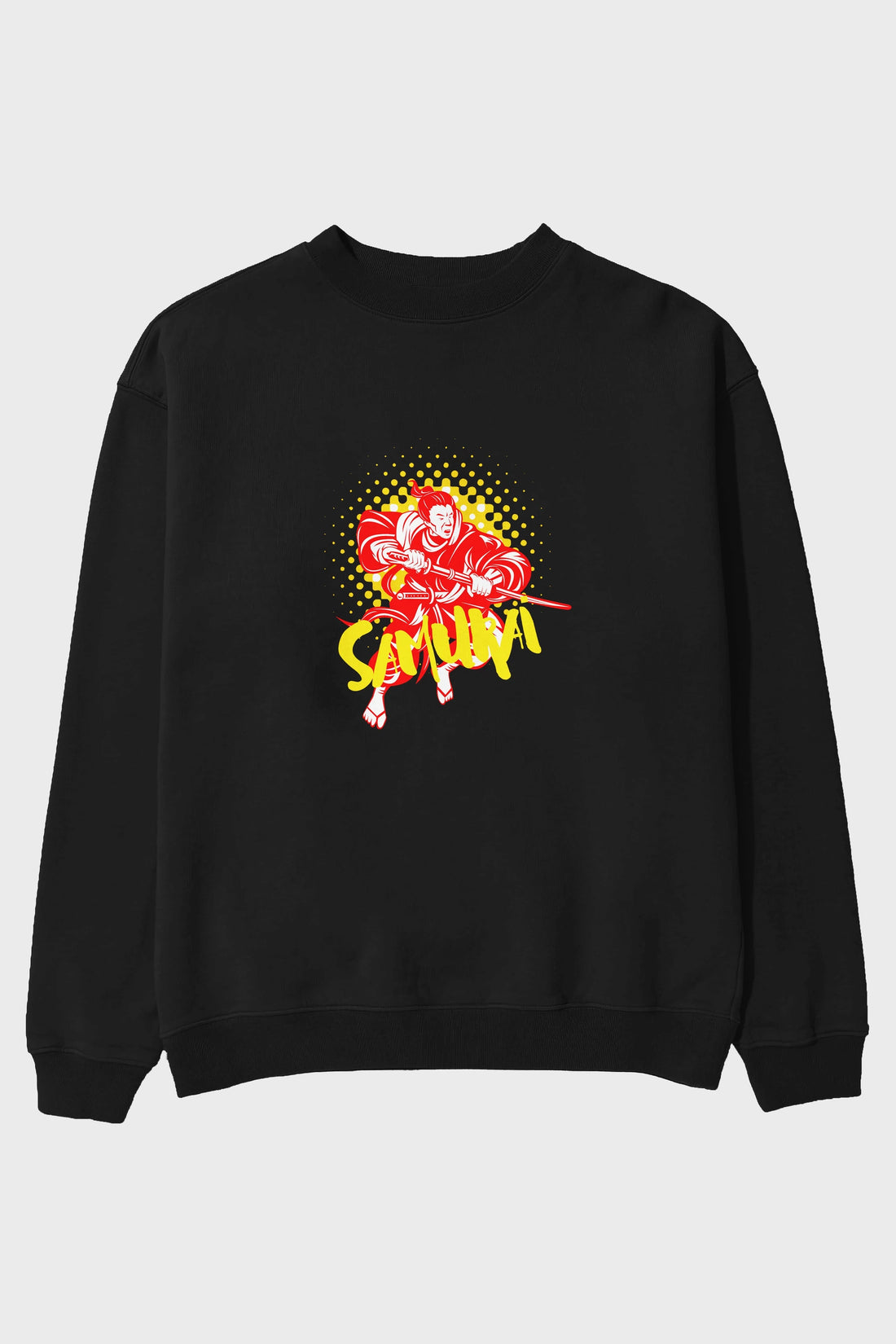 Samurai Ön Baskılı Oversize Sweatshirt Erkek Kadın Unisex