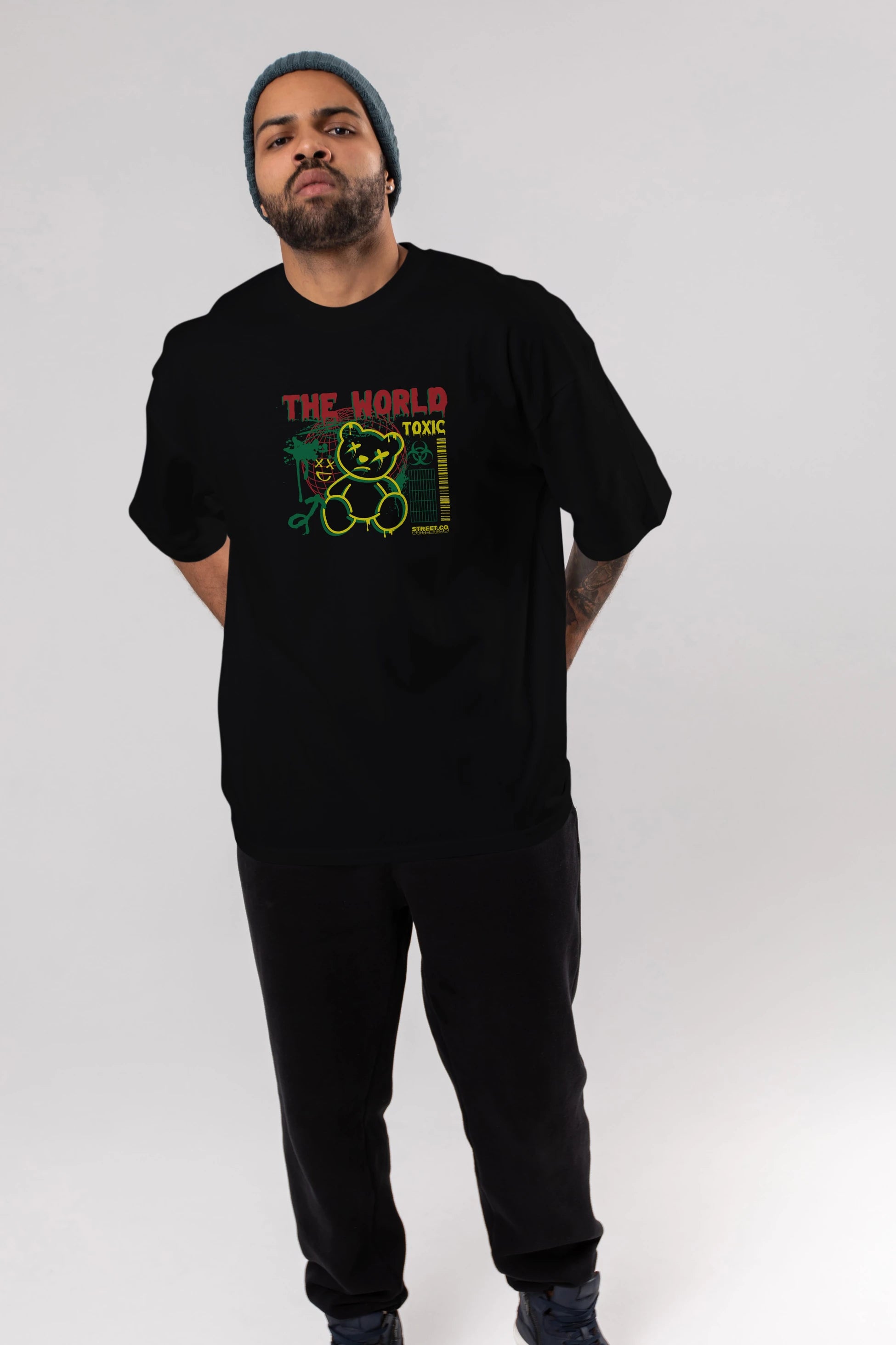 The World Toxic Bear Ön Baskılı Oversize t-shirt Erkek Kadın Unisex