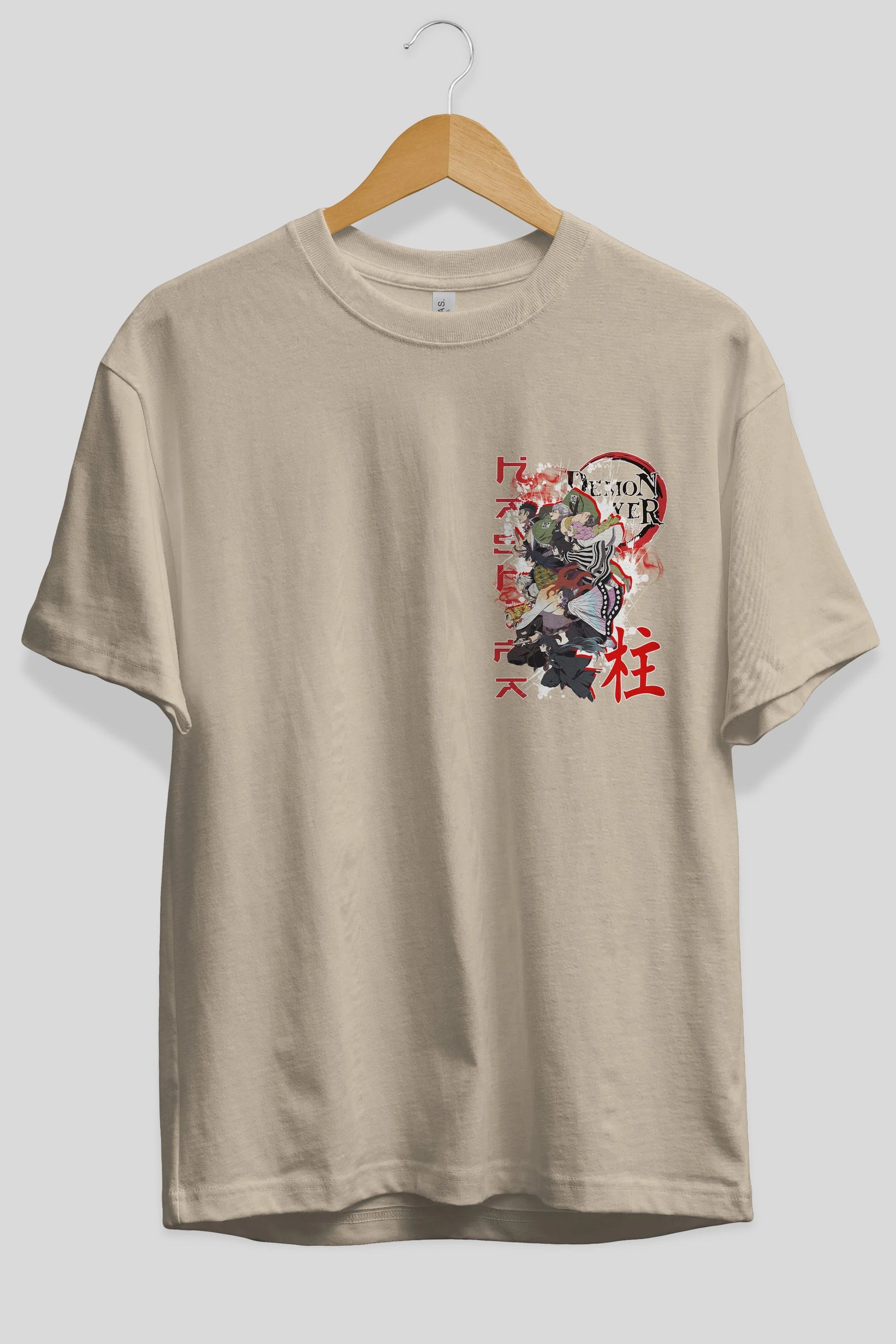 DEMON SLAYER SLAYERS Ön Sol Baskılı Oversize t-shirt Erkek Kadın Unisex %100 Pamuk Bisiklet Yaka tişort