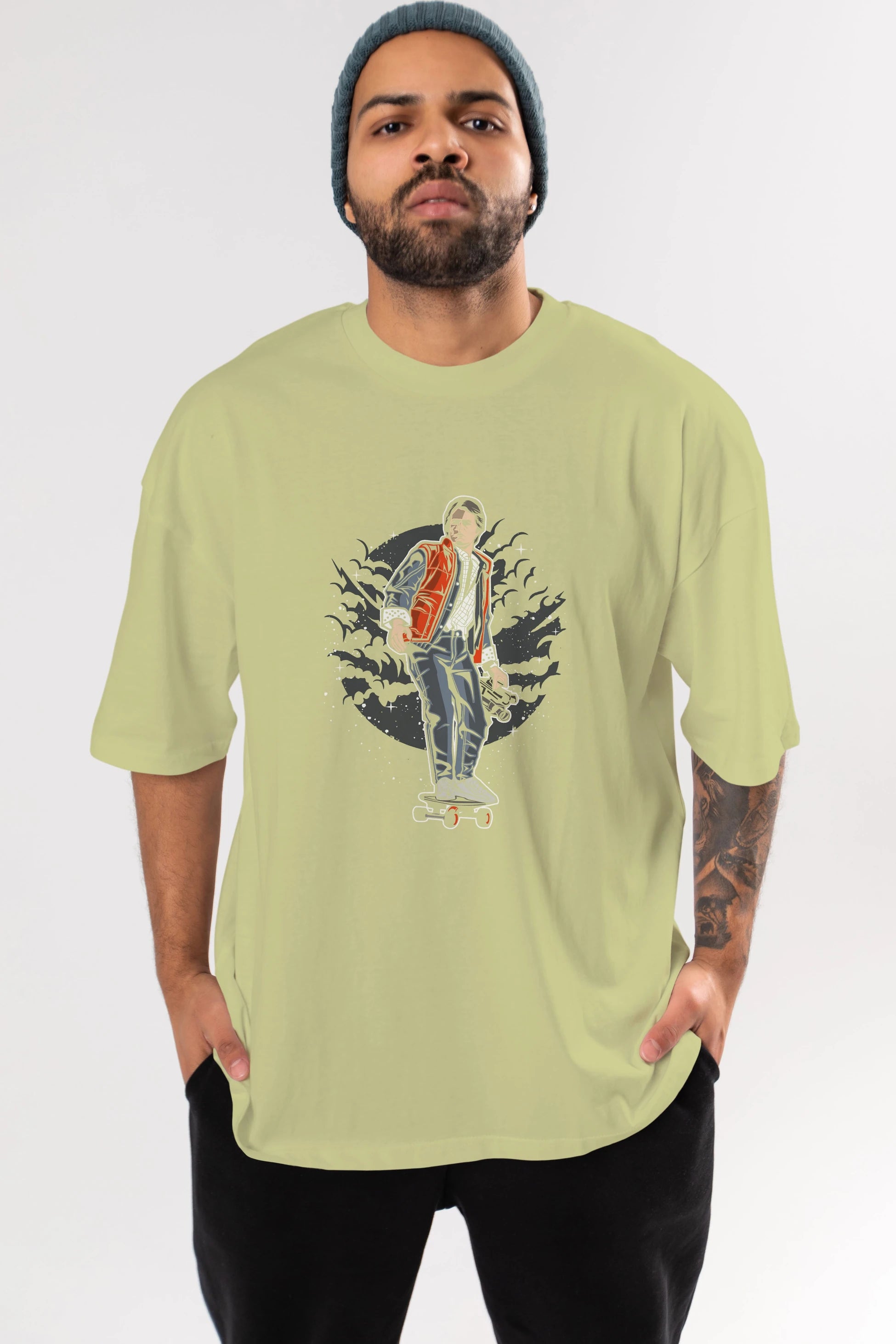 MARTY Ön Baskılı Oversize t-shirt Erkek Kadın Unisex %100 Pamuk tişort