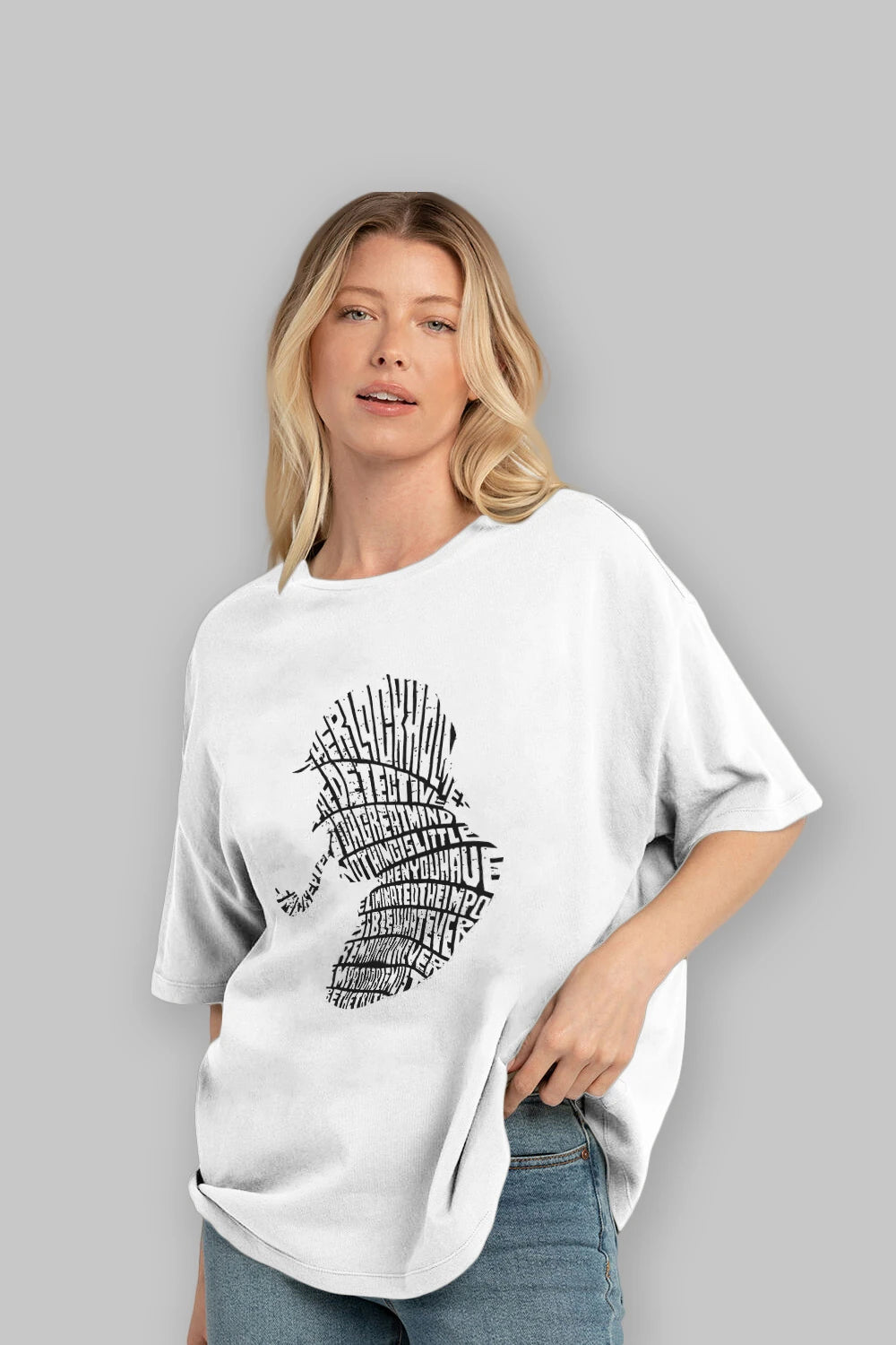 Holmes Ön Baskılı Oversize t-shirt %100 pamuk Erkek Kadın Unisex