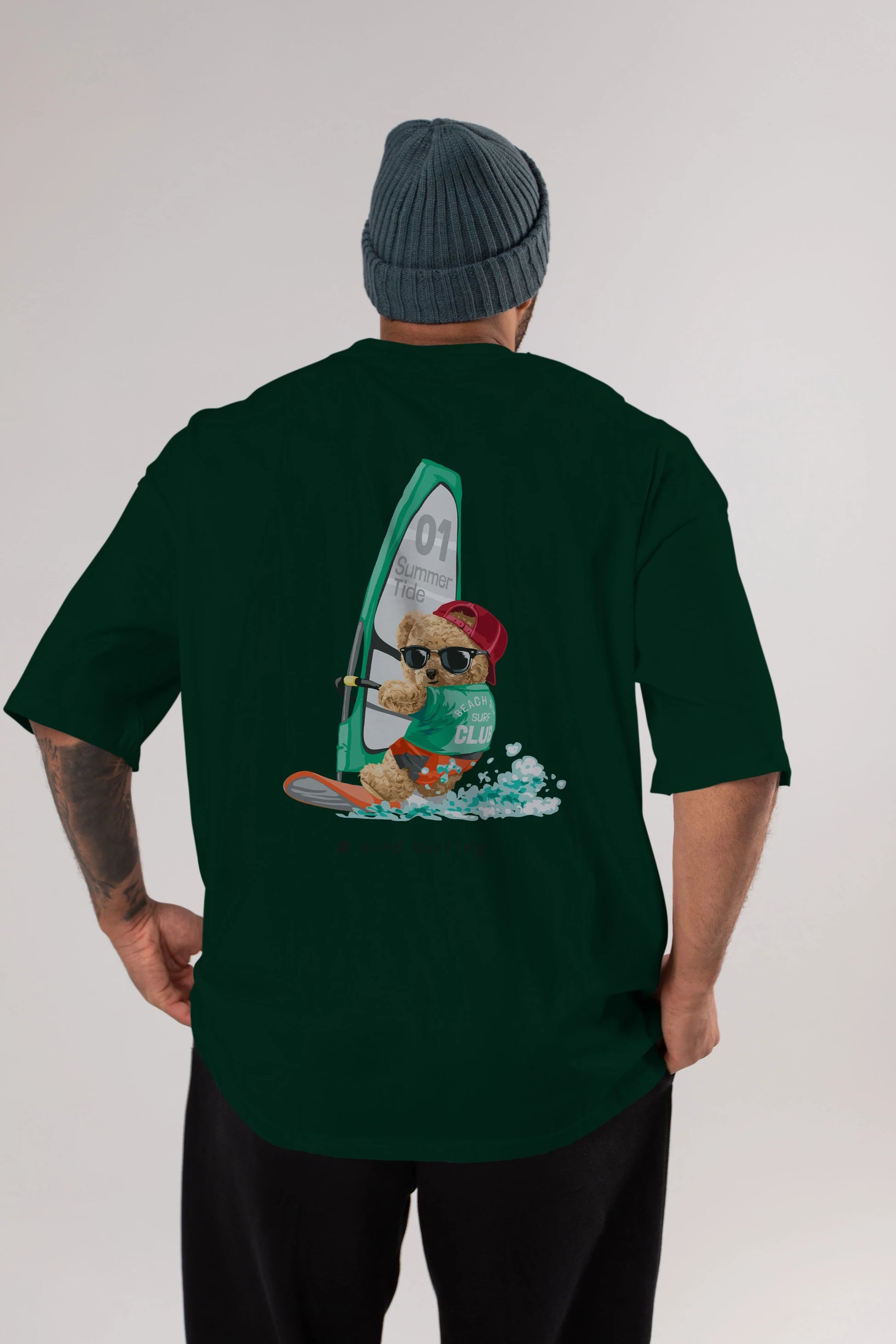 Teddy Bear Summer Tide Arka Baskılı Oversize t-shirt Erkek Kadın Unisex %100 Pamuk