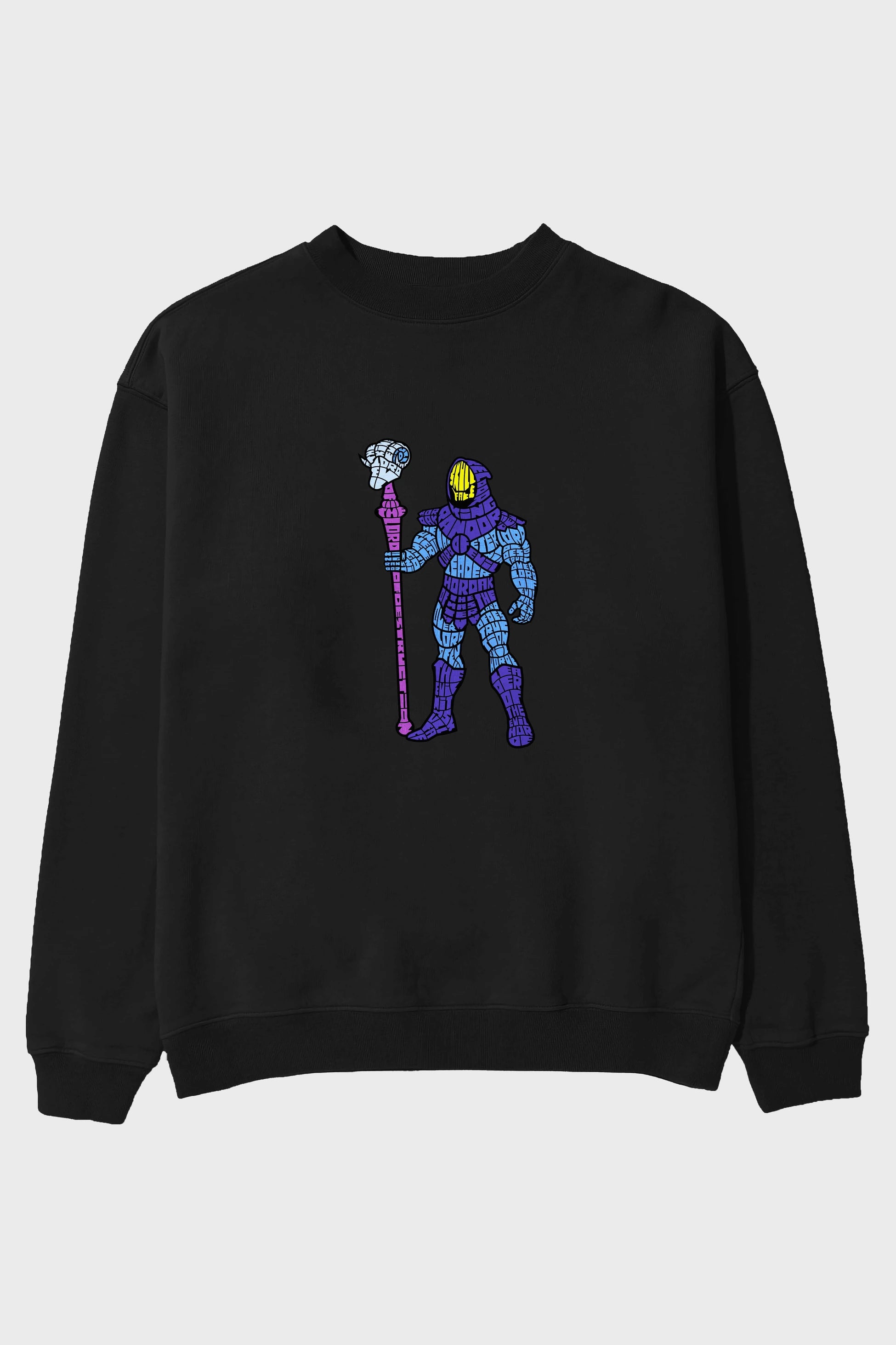 Skull Face Ön Baskılı Oversize Sweatshirt Erkek Kadın Unisex