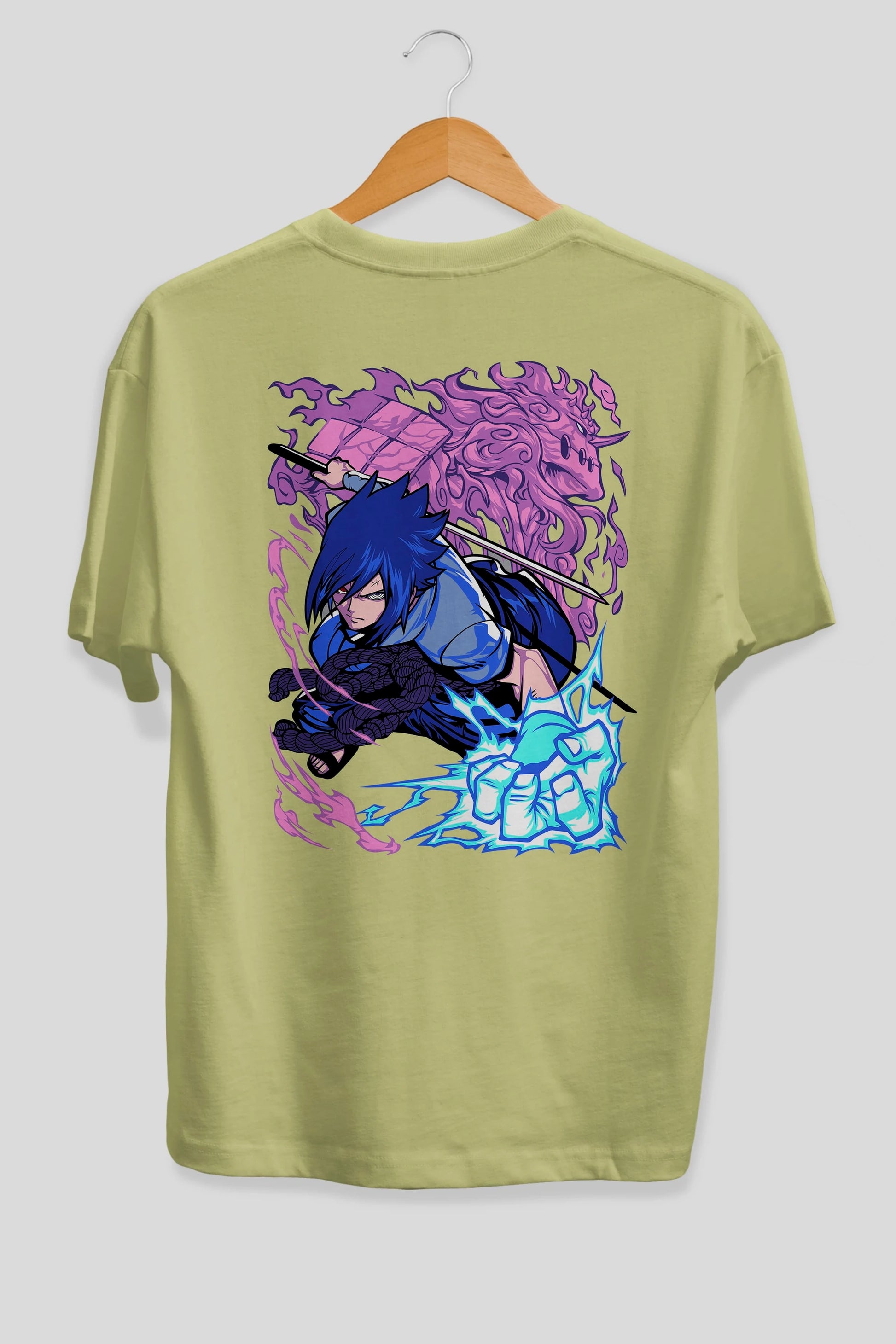 NARUTO SASUKE UCHIHA 2 Anime Arka Baskılı Oversize t-shirt Erkek Kadın Unisex
