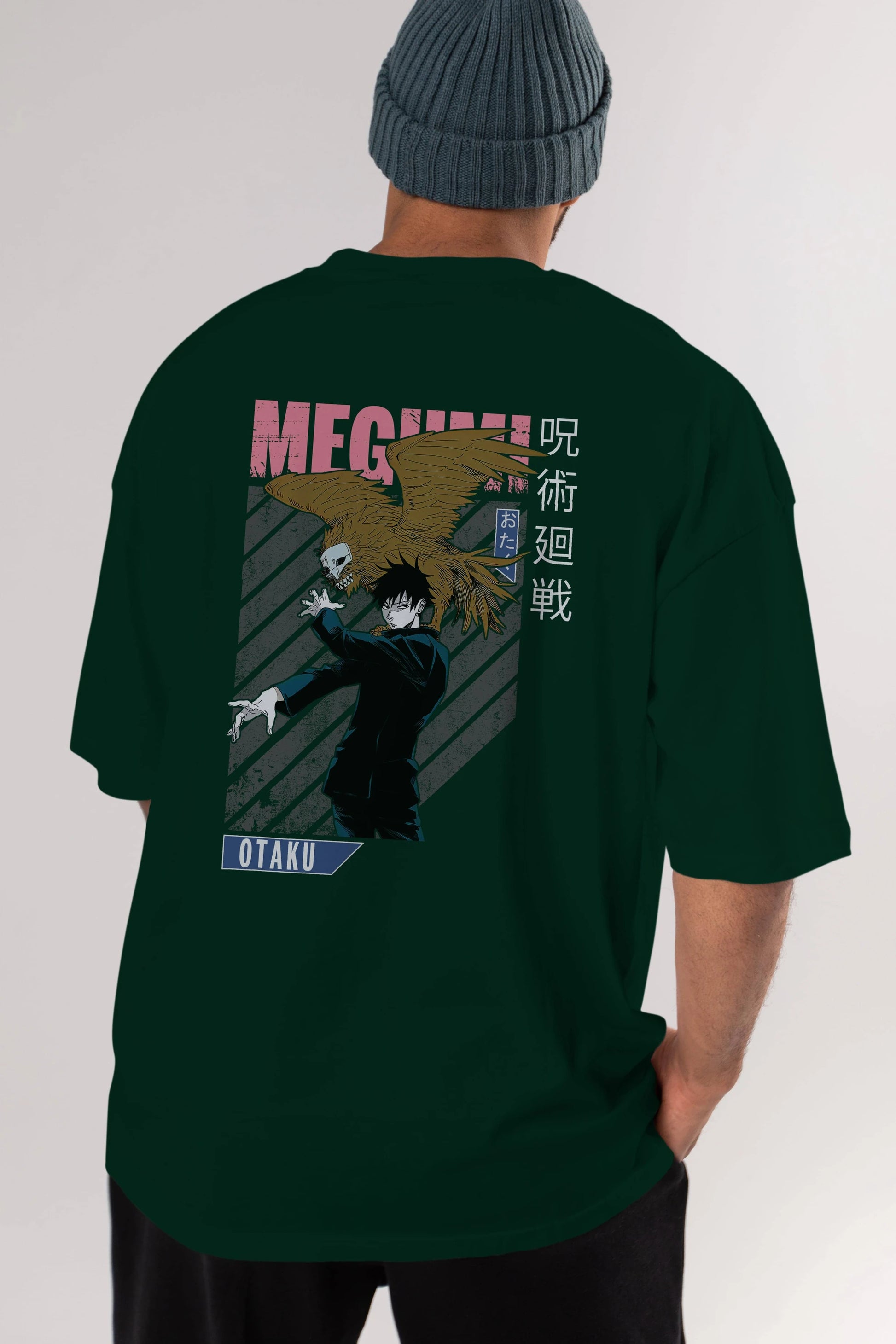 Megumi Fushiguro 2 Anime Arka Baskılı Oversize t-shirt Erkek Kadın Unisex