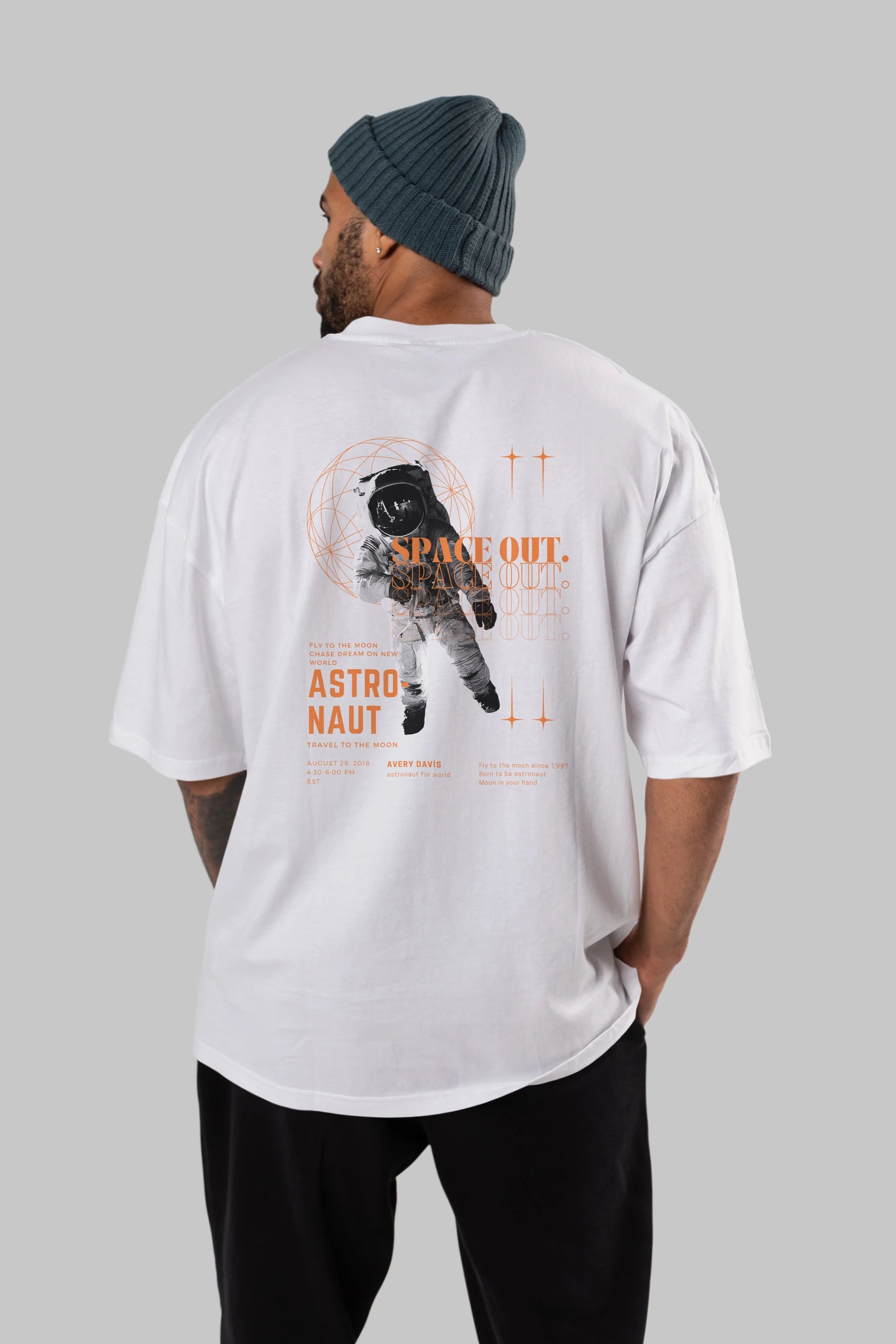 Astronaut Space Out Yazılı Arka Baskılı Oversize t-shirt Erkek Kadın Unisex