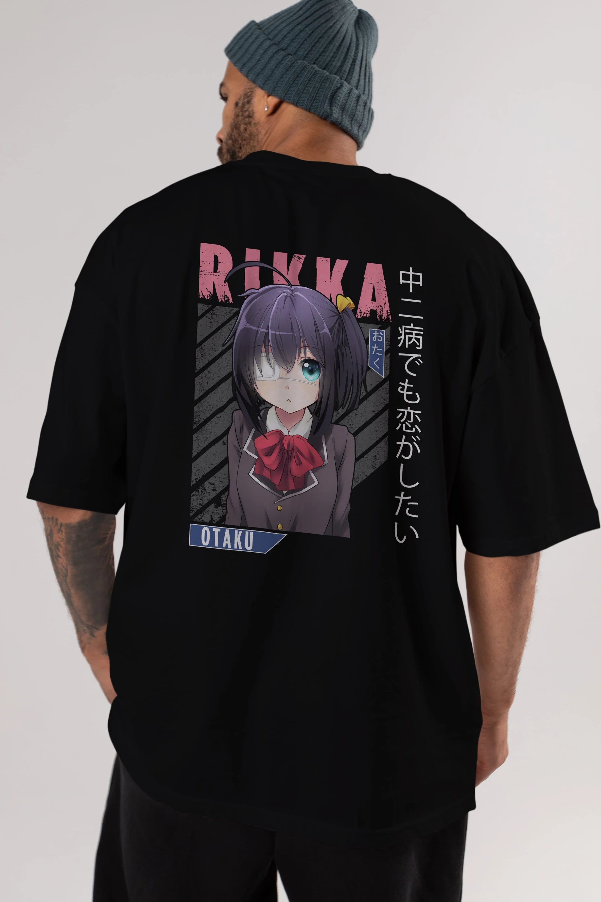 Rikka Takanashi 9 Anime Arka Baskılı Oversize t-shirt Erkek Kadın Unisex