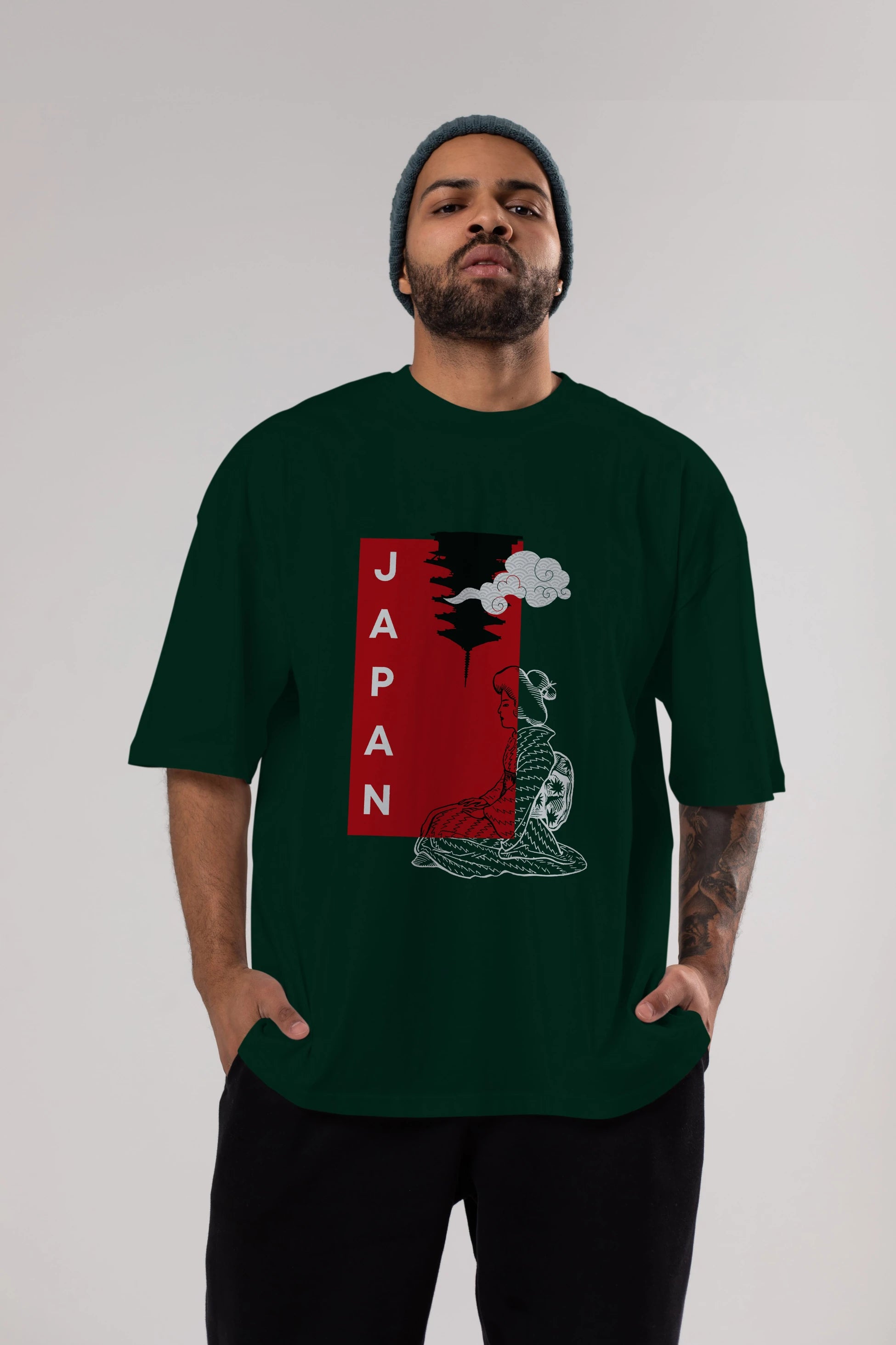 Japan Yazılı Streetwear Ön Baskılı Oversize t-shirt Erkek Kadın Unisex