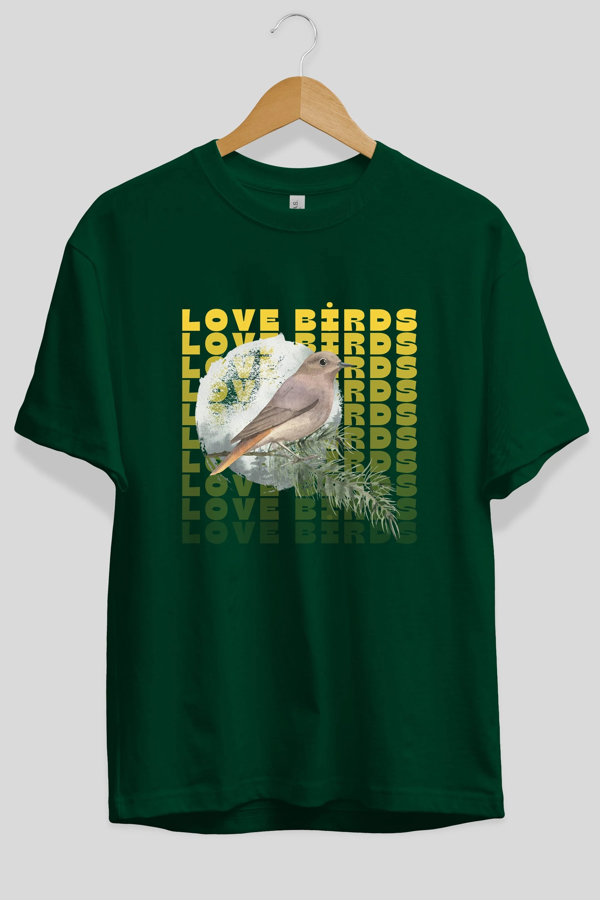 Love Birds Yazılı Ön Baskılı Oversize t-shirt Erkek Kadın Unisex