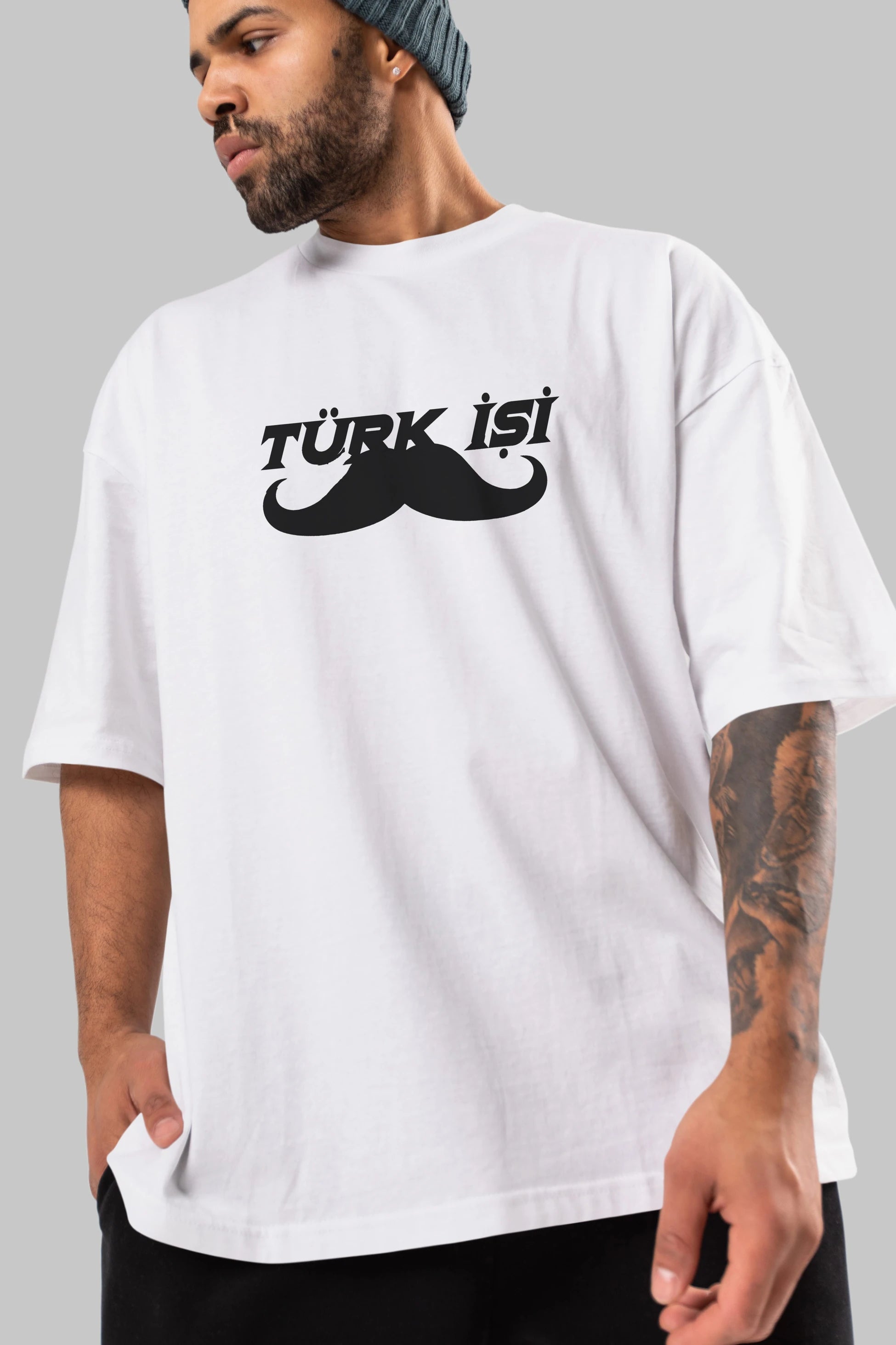 Türk İşi Ön Baskılı Oversize t-shirt %100 pamuk Erkek Kadın Unisex