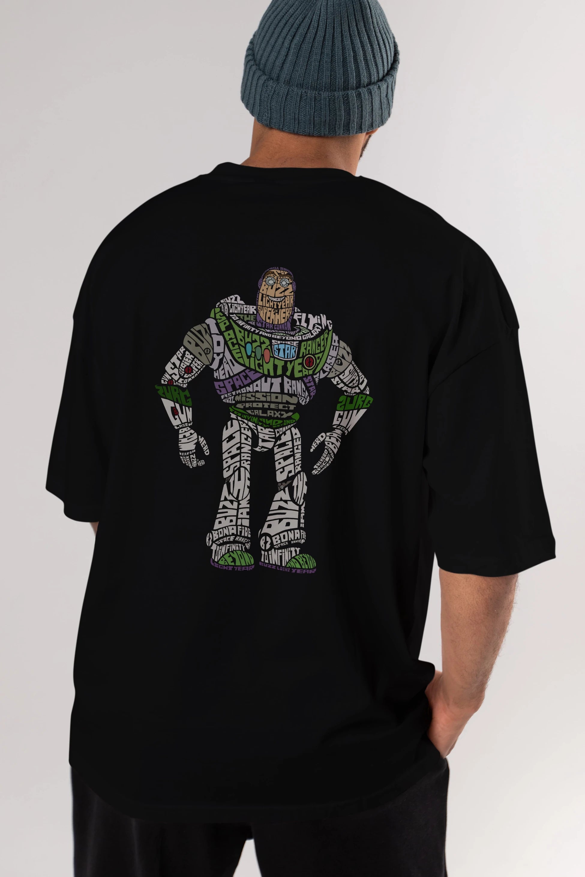 Buzz Arka Baskılı Oversize t-shirt %100 pamuk Erkek Kadın Unisex