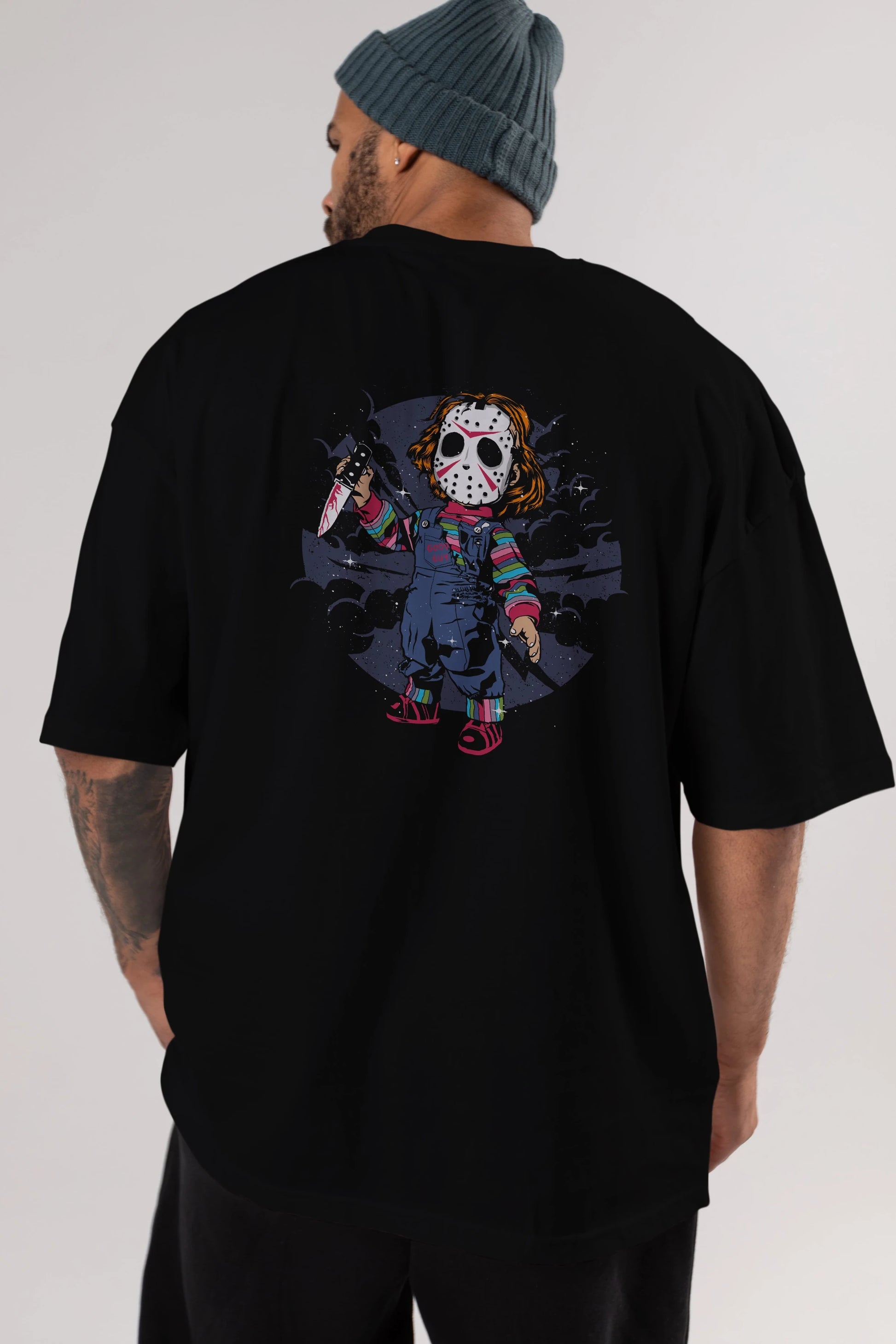 Chucky Arka Baskılı Oversize t-shirt Erkek Kadın Unisex %100 Pamuk