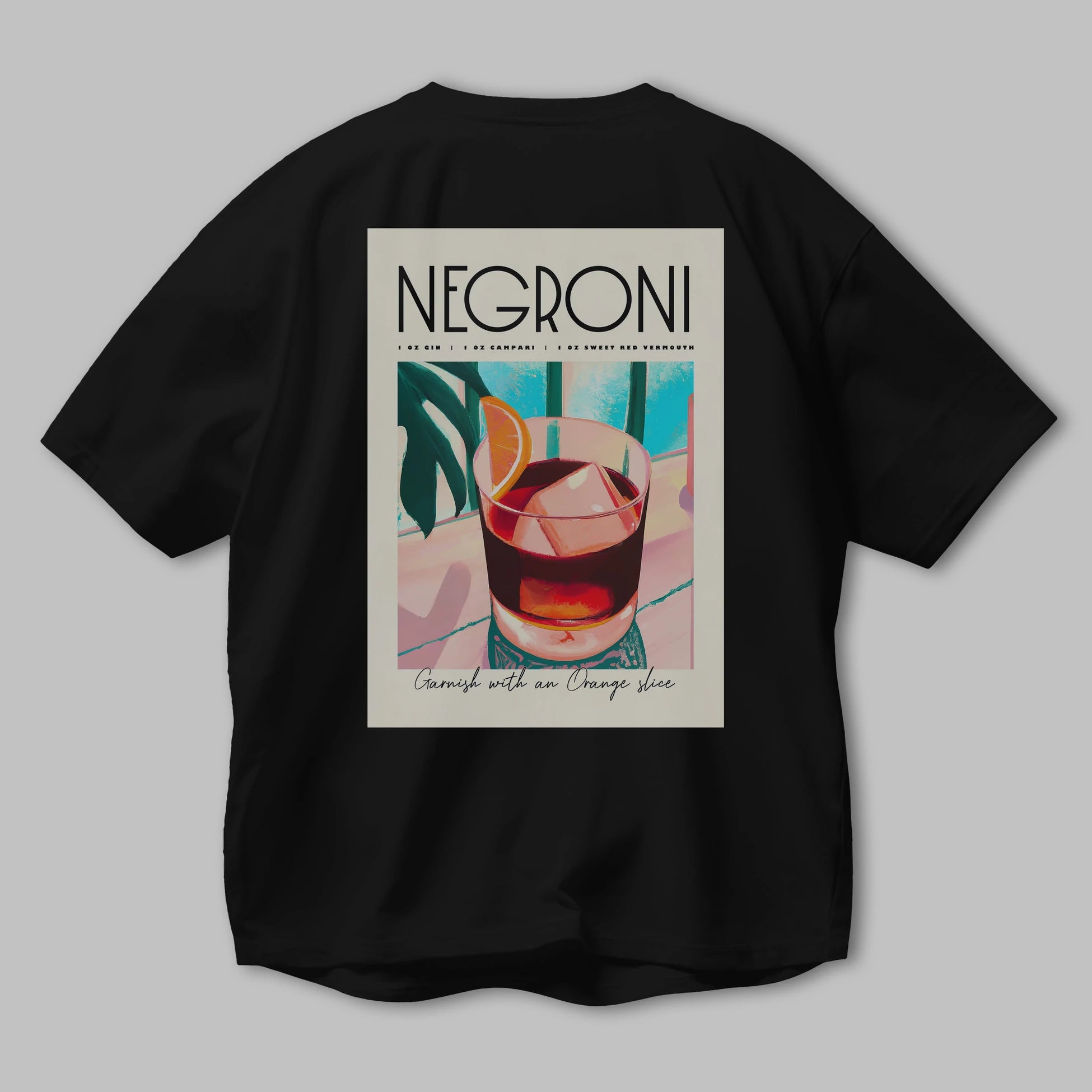 Negroni 4 Arka Baskılı Oversize t-shirt Erkek Kadın Unisex %100 Pamuk Bisiklet Yaka tişort