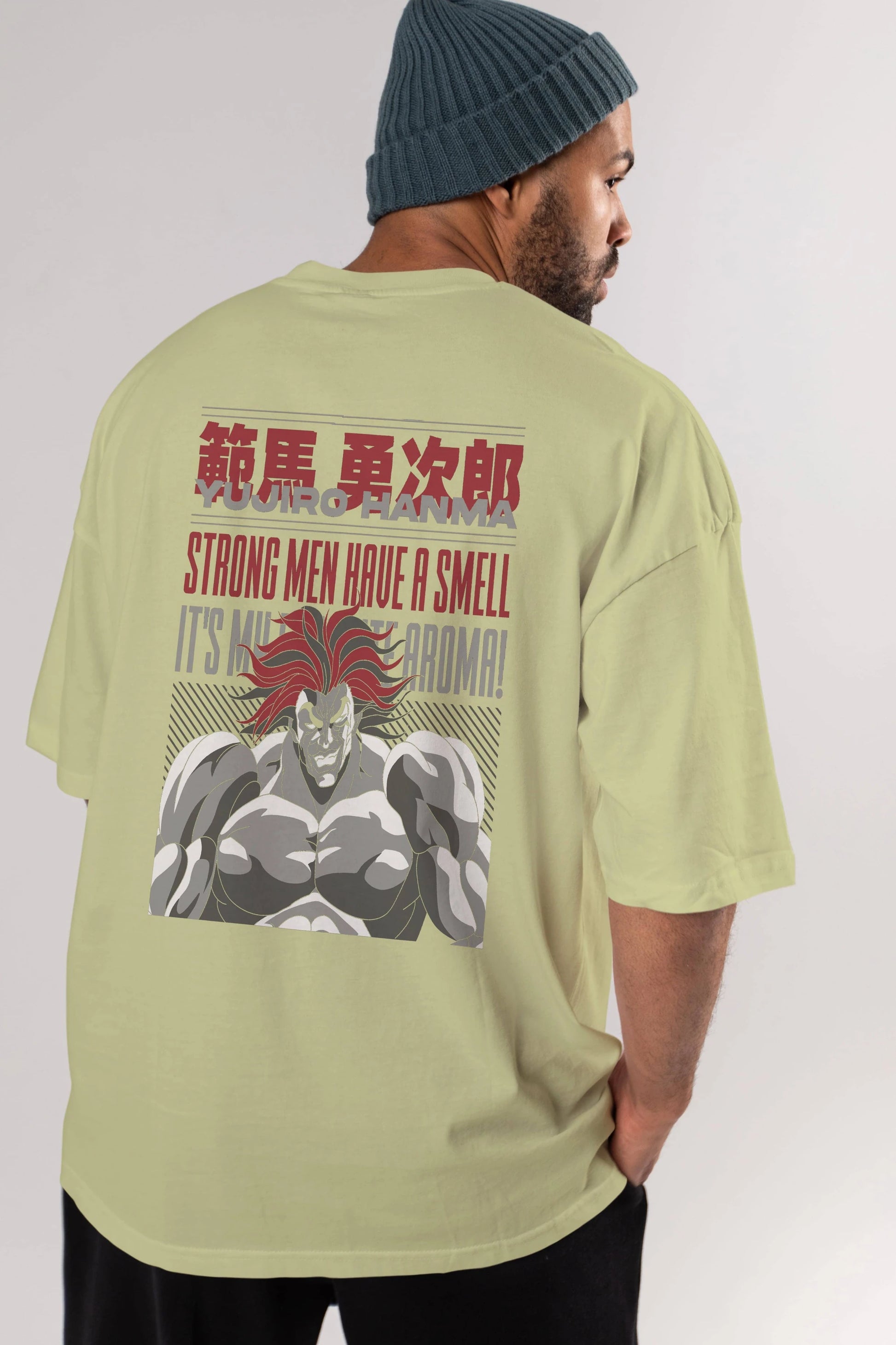 YUJIRO HANMA Anime Arka Baskılı Oversize t-shirt Erkek Kadın Unisex
