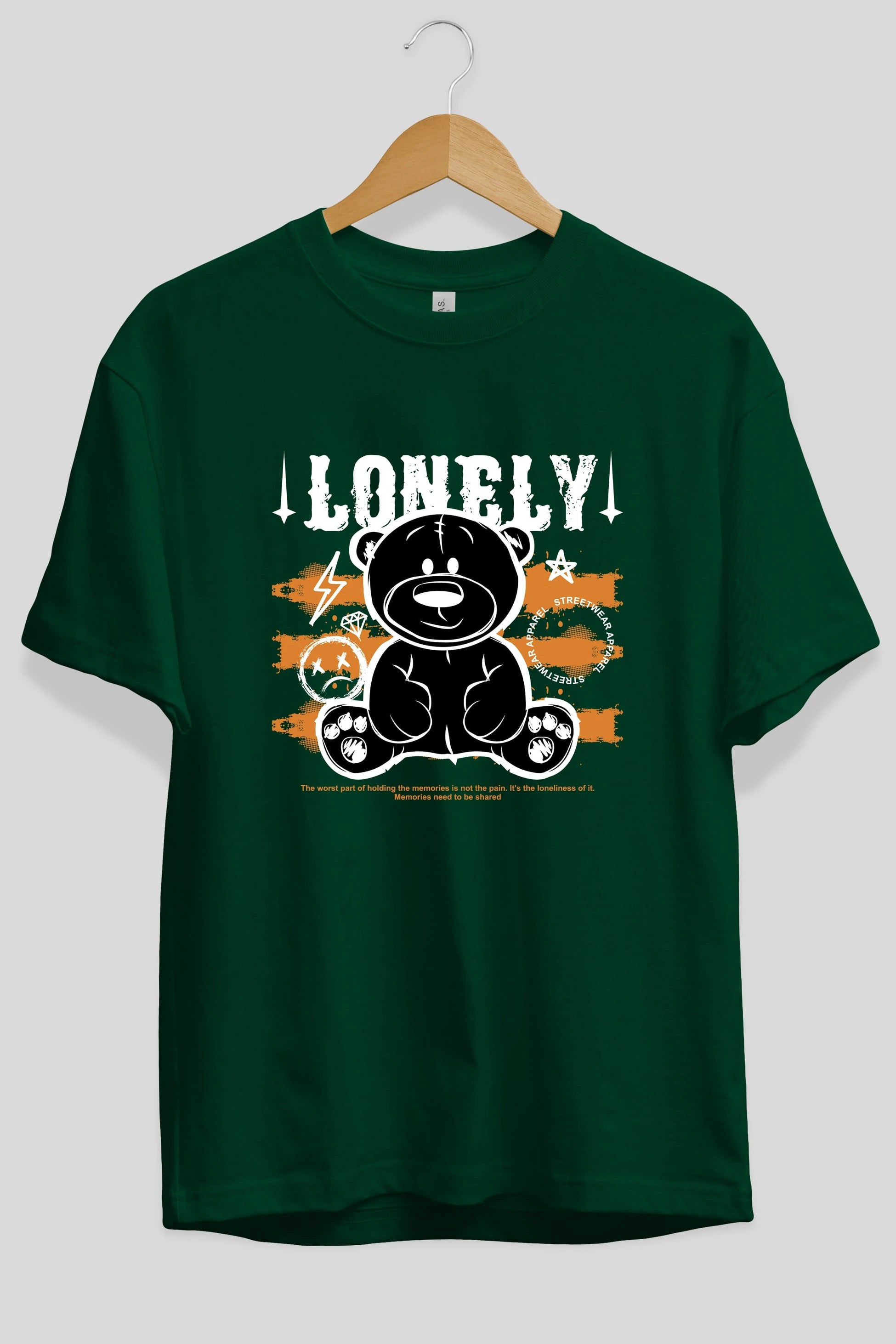 Teddy Bear Lonely Ön Baskılı Oversize t-shirt Erkek Kadın Unisex