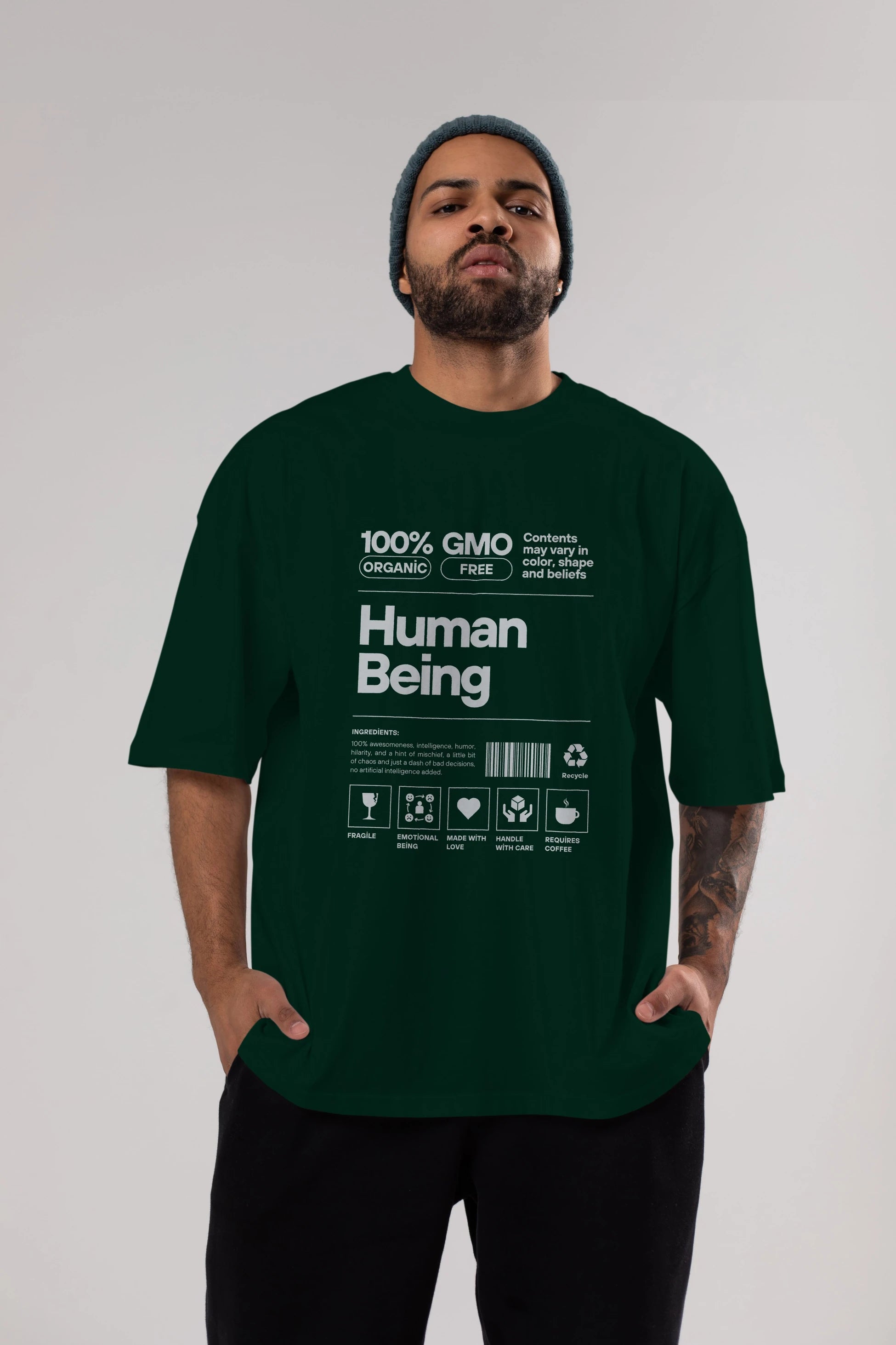Human Being Ön Baskılı Oversize t-shirt Erkek Kadın Unisex