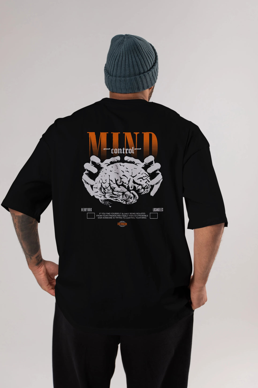 Mind Control Arka Baskılı Oversize t-shirt Erkek Kadın Unisex
