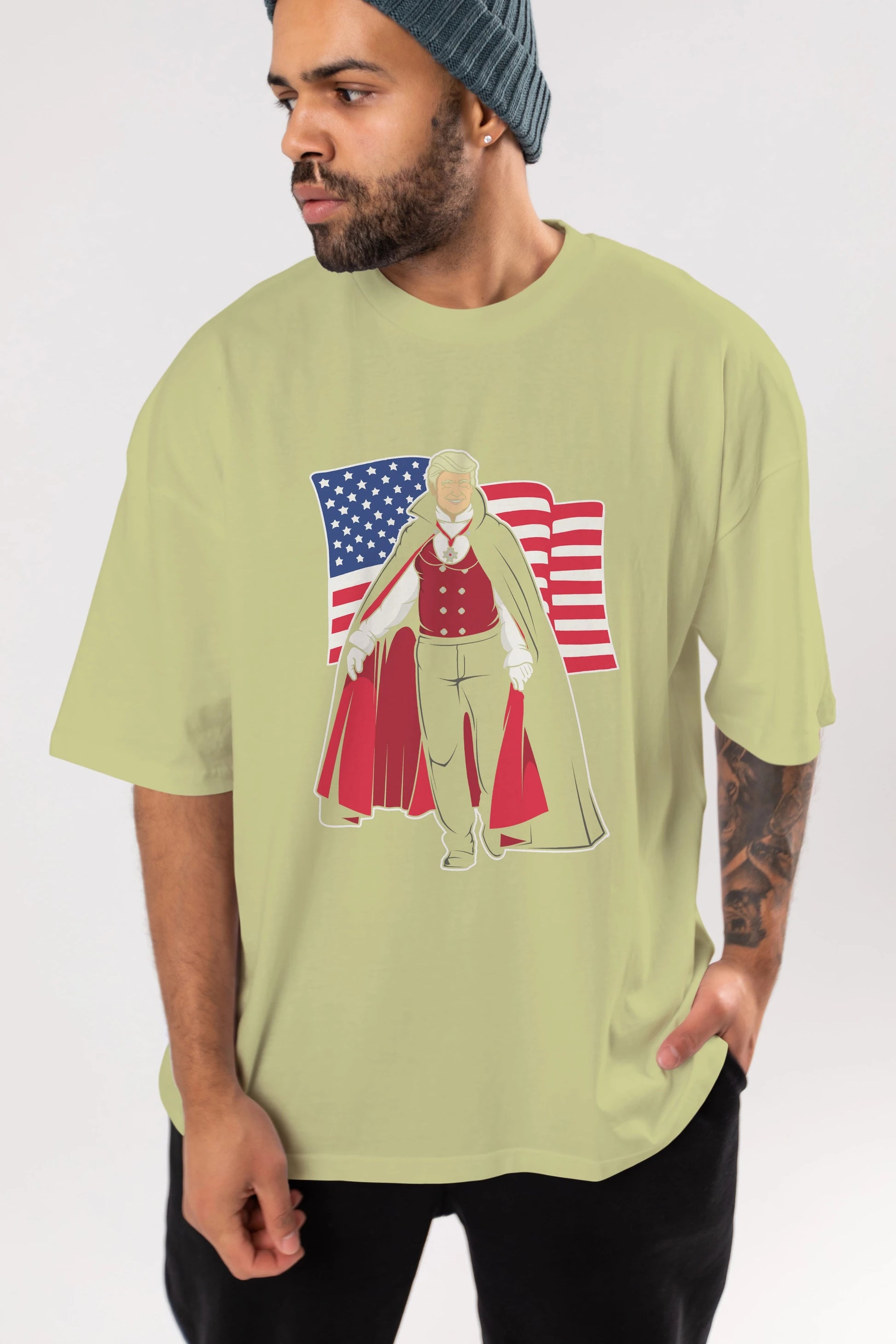 Trump Dracula Ön Baskılı Oversize t-shirt Erkek Kadın Unisex %100 Pamuk tişort