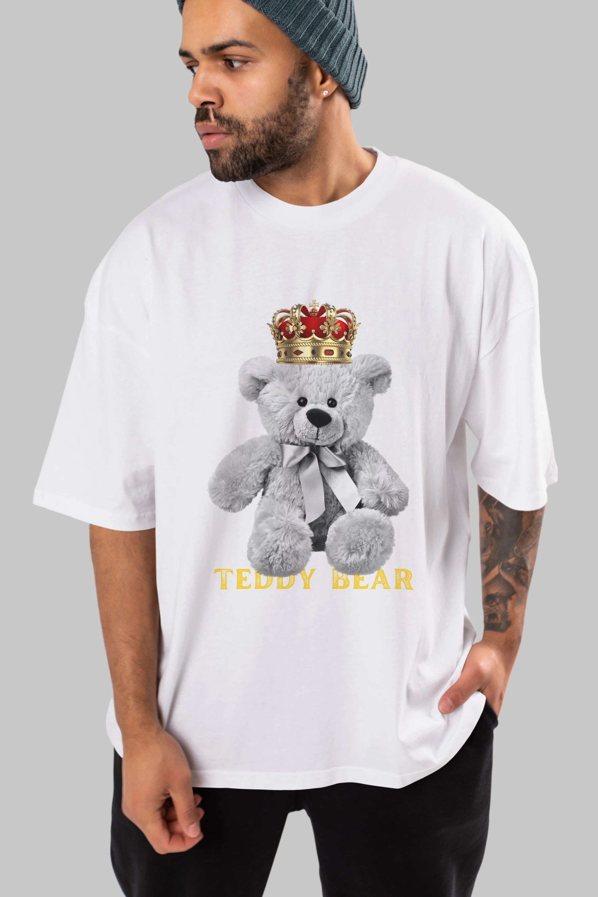 Teddy Bear Ön Baskılı Oversize t-shirt Erkek Kadın Unisex